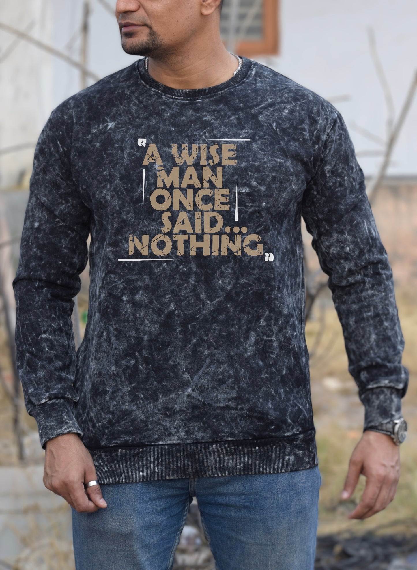 Wise Man Black Optical Pattern Sweatshirt