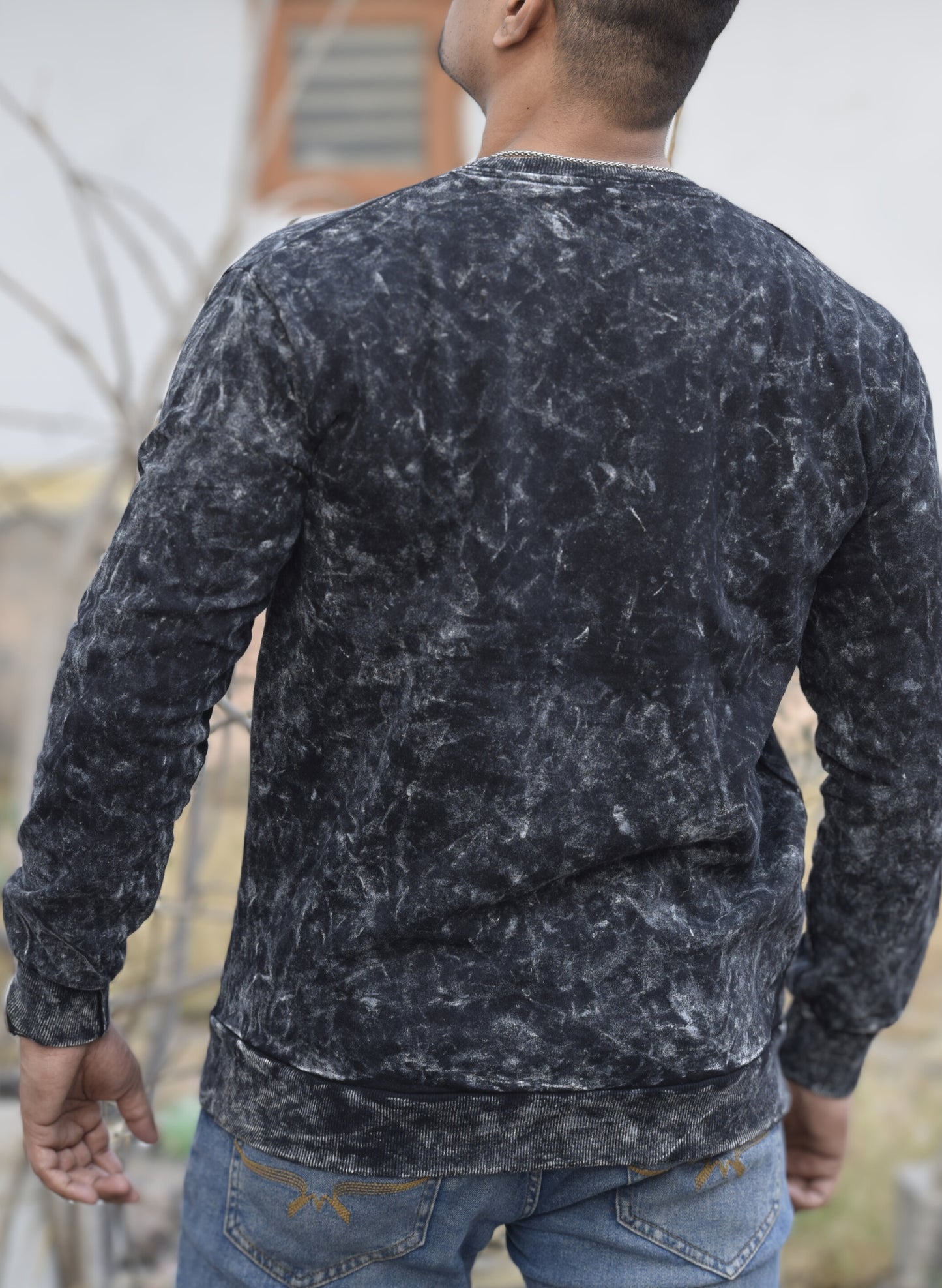 Black Optical Pattern Sweatshirt