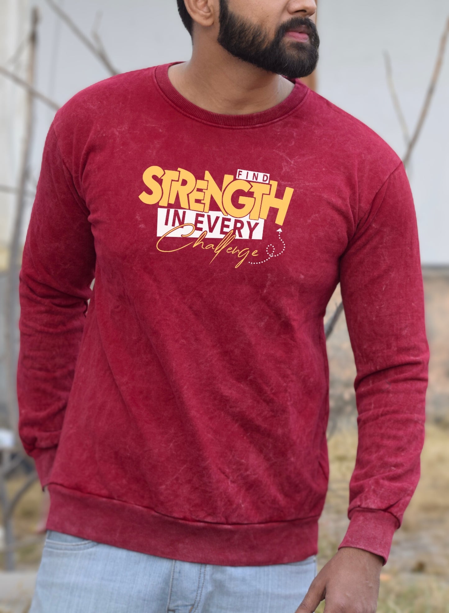 Strength Red Optical Pattern Sweatshirt