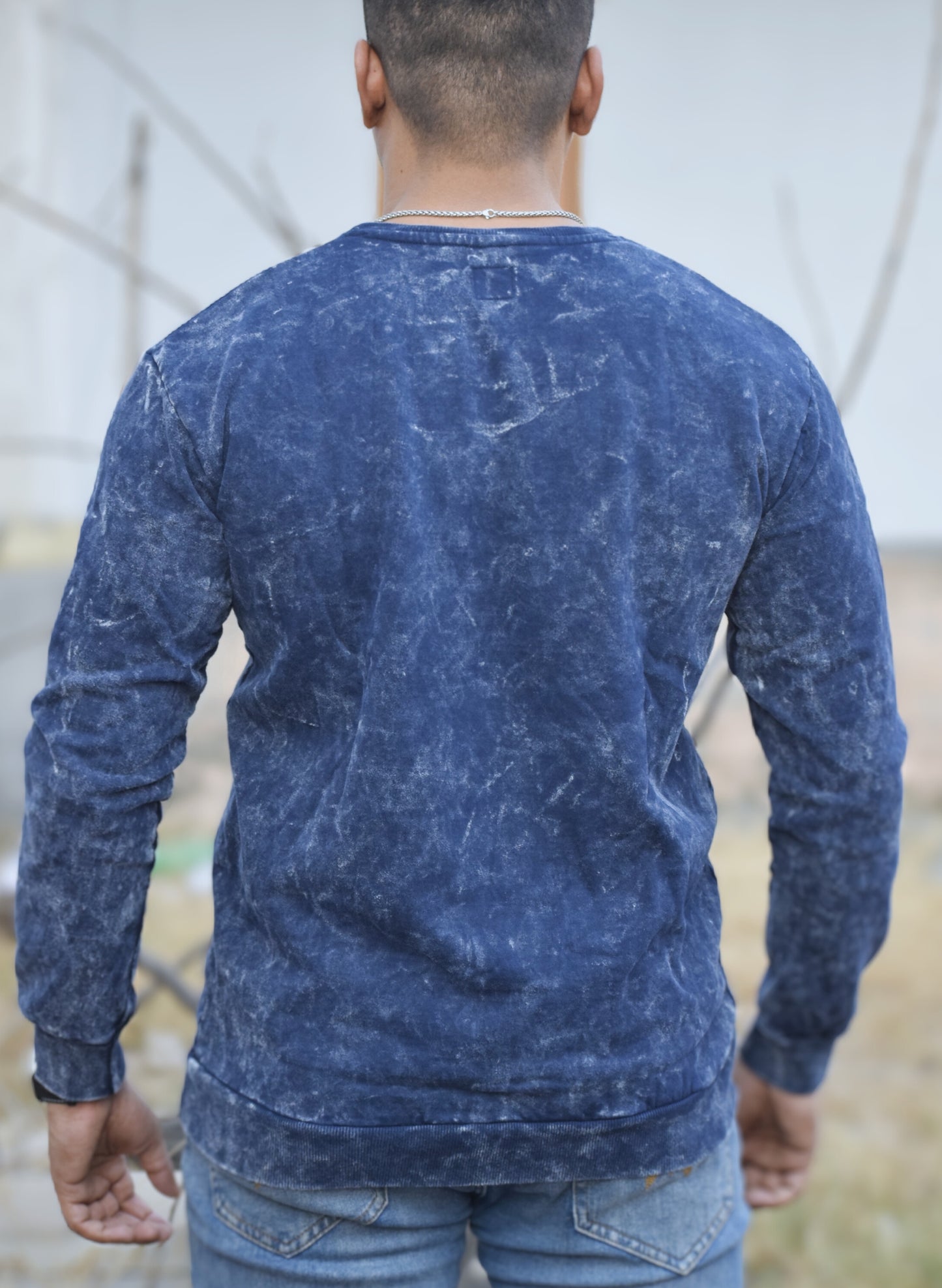 Follow your Dreams Navy Blue Optical Pattern Sweatshirt