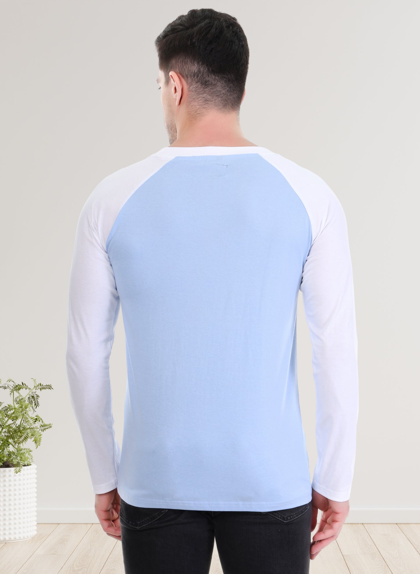 White-Sky Blue Full Sleeve T-Shirt