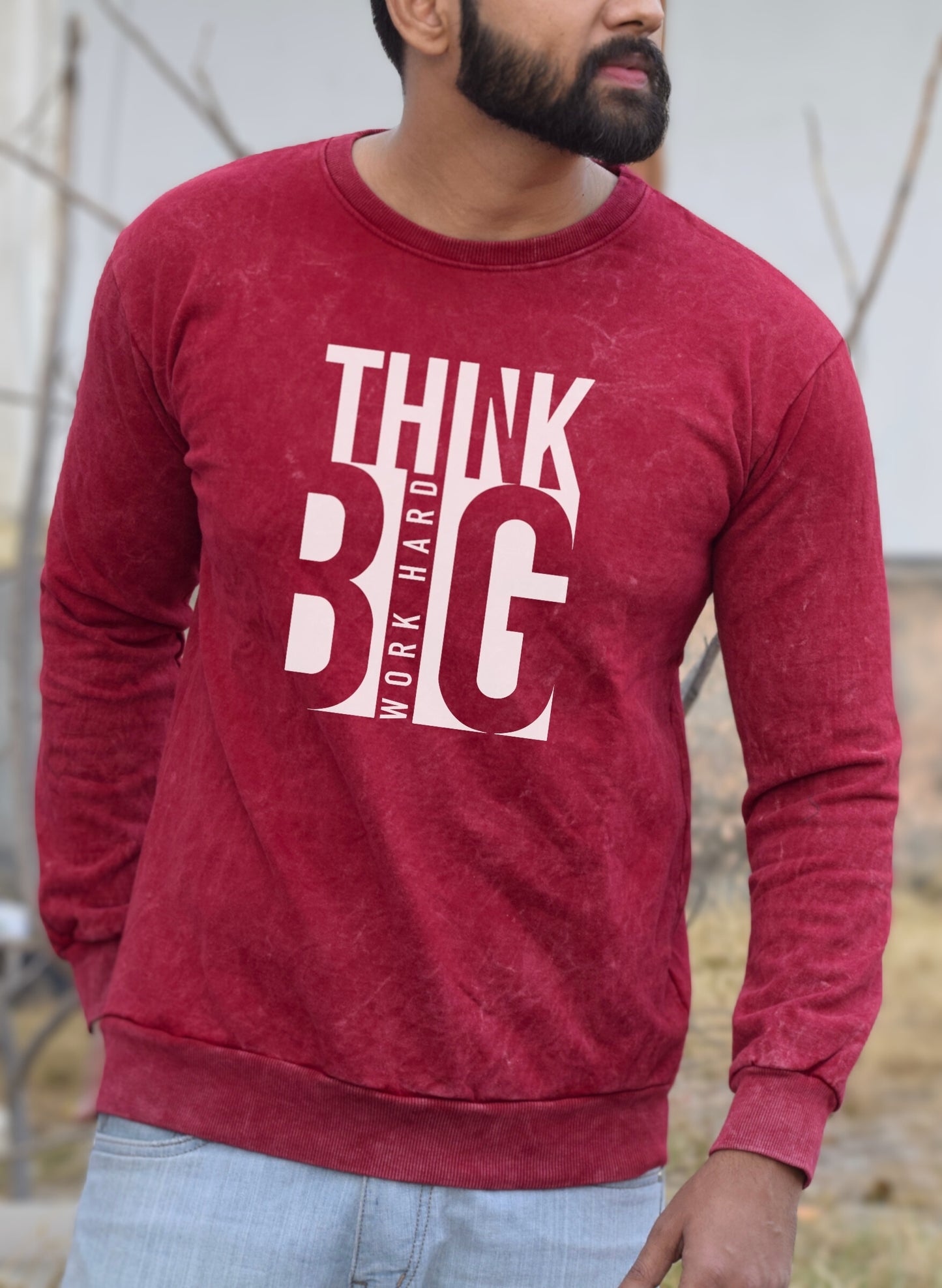Think Big Red Optical Pattern Sweatshirt