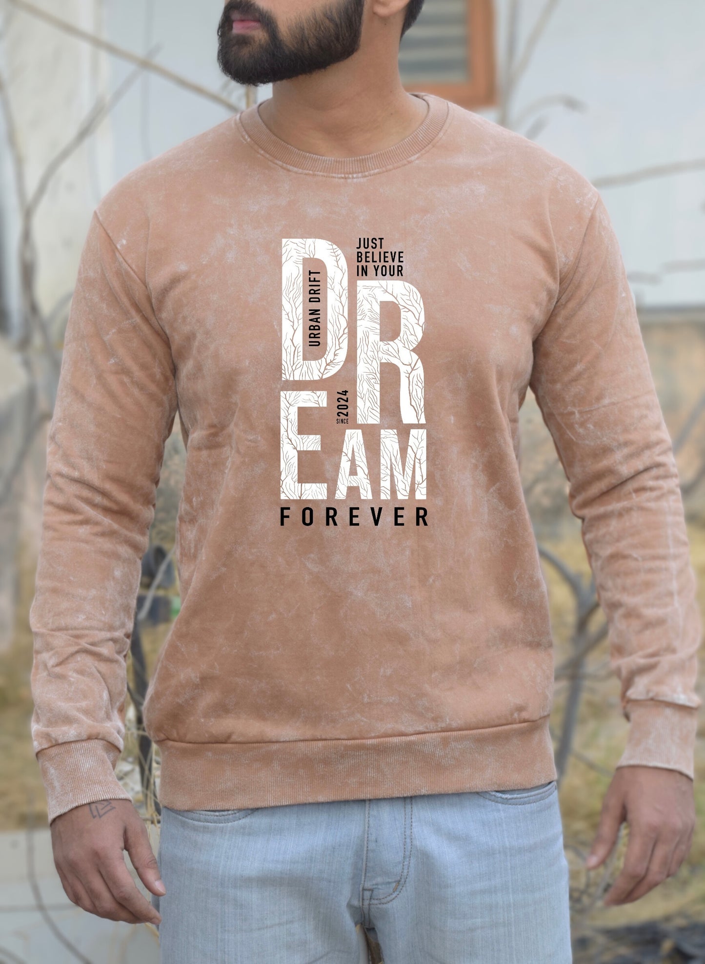 Dream Beige Optical Pattern Sweatshirt