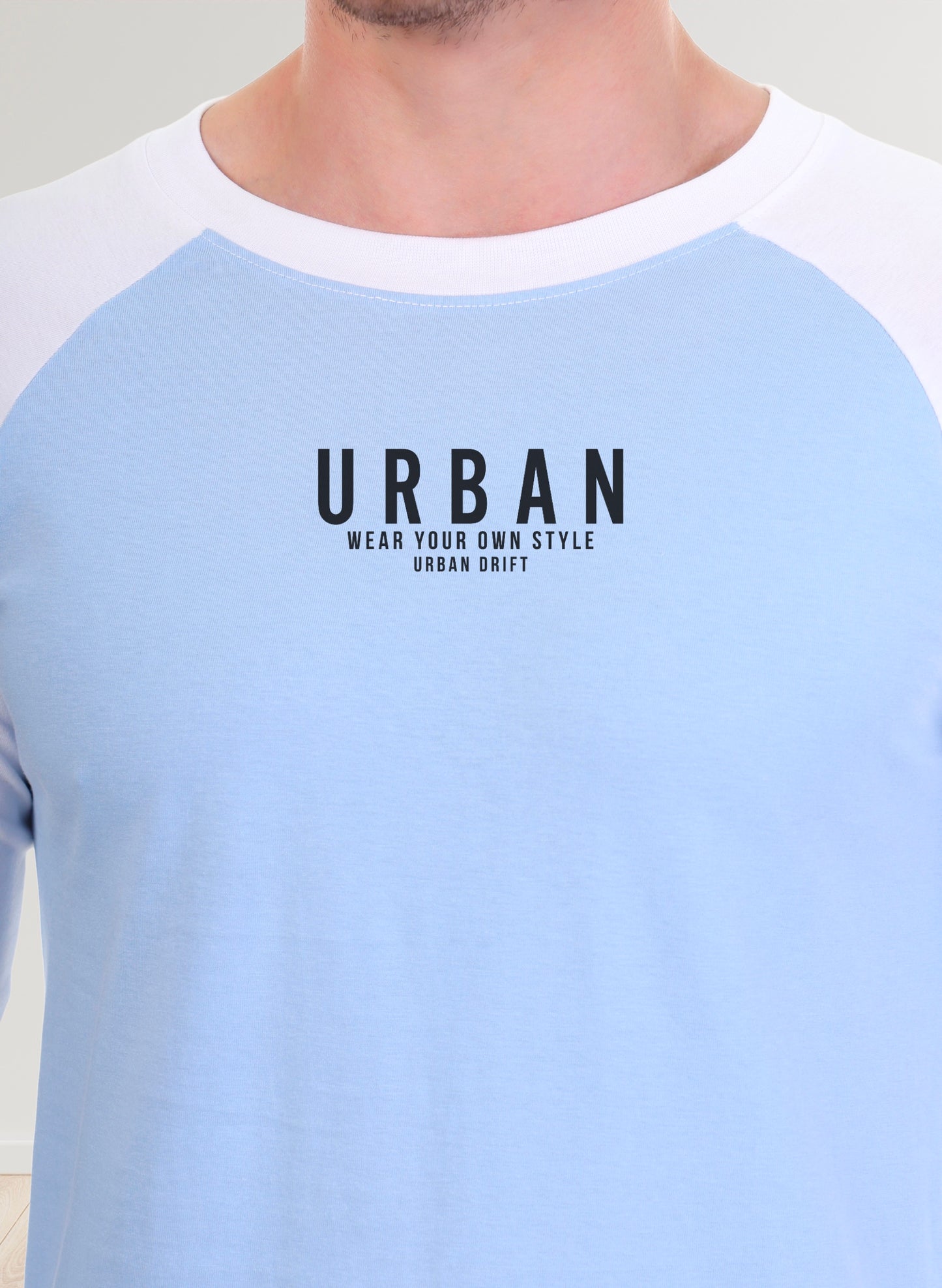 White-Sky Blue Full Sleeve T-Shirt
