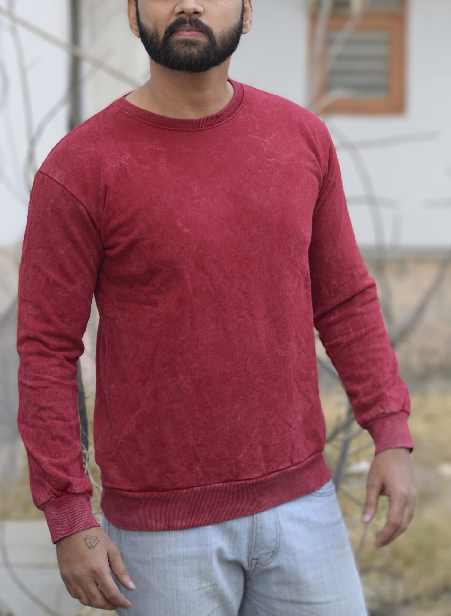 Red Optical Pattern Sweatshirt