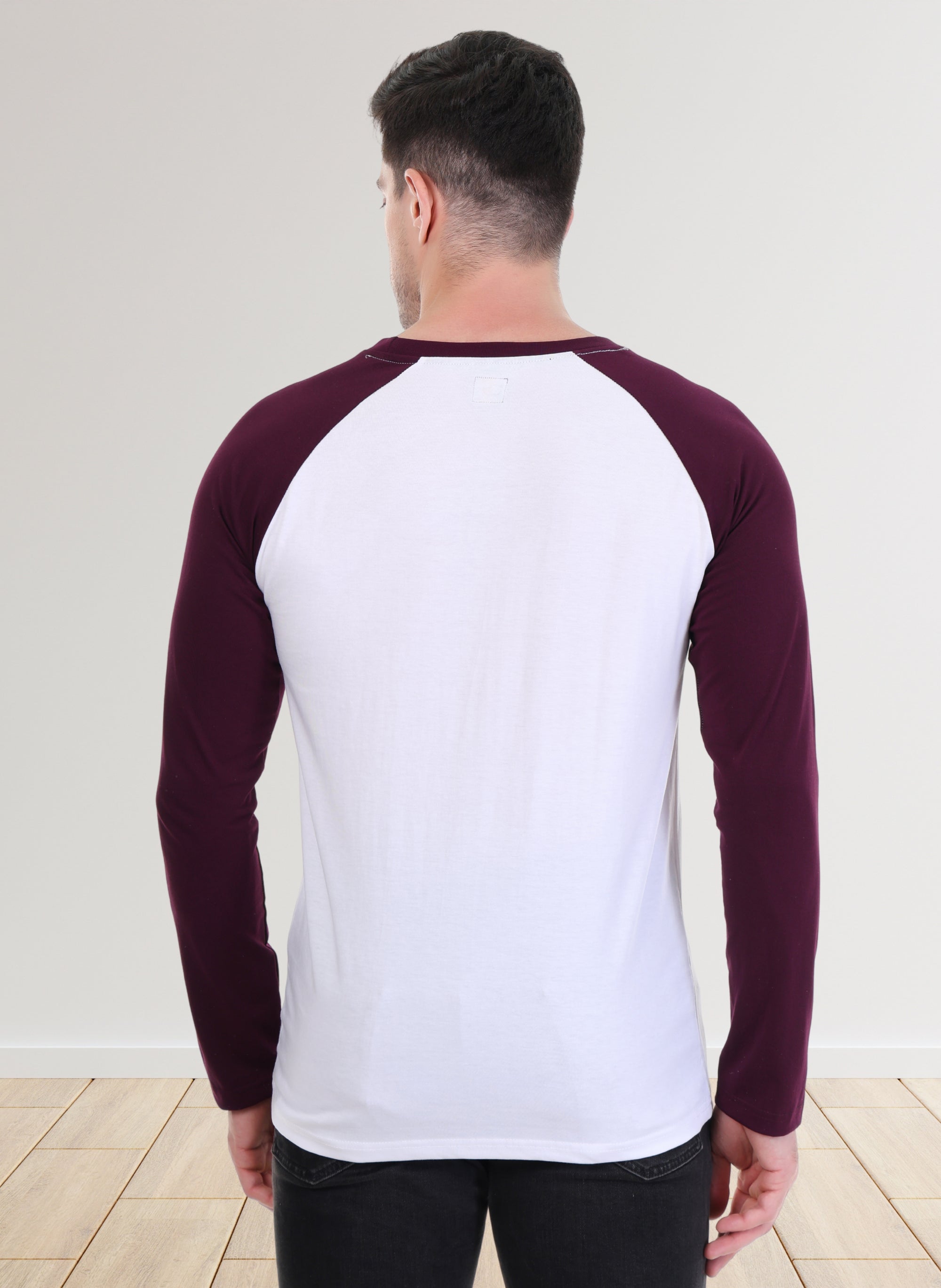 Wine-White Full Sleeve T-Shirt