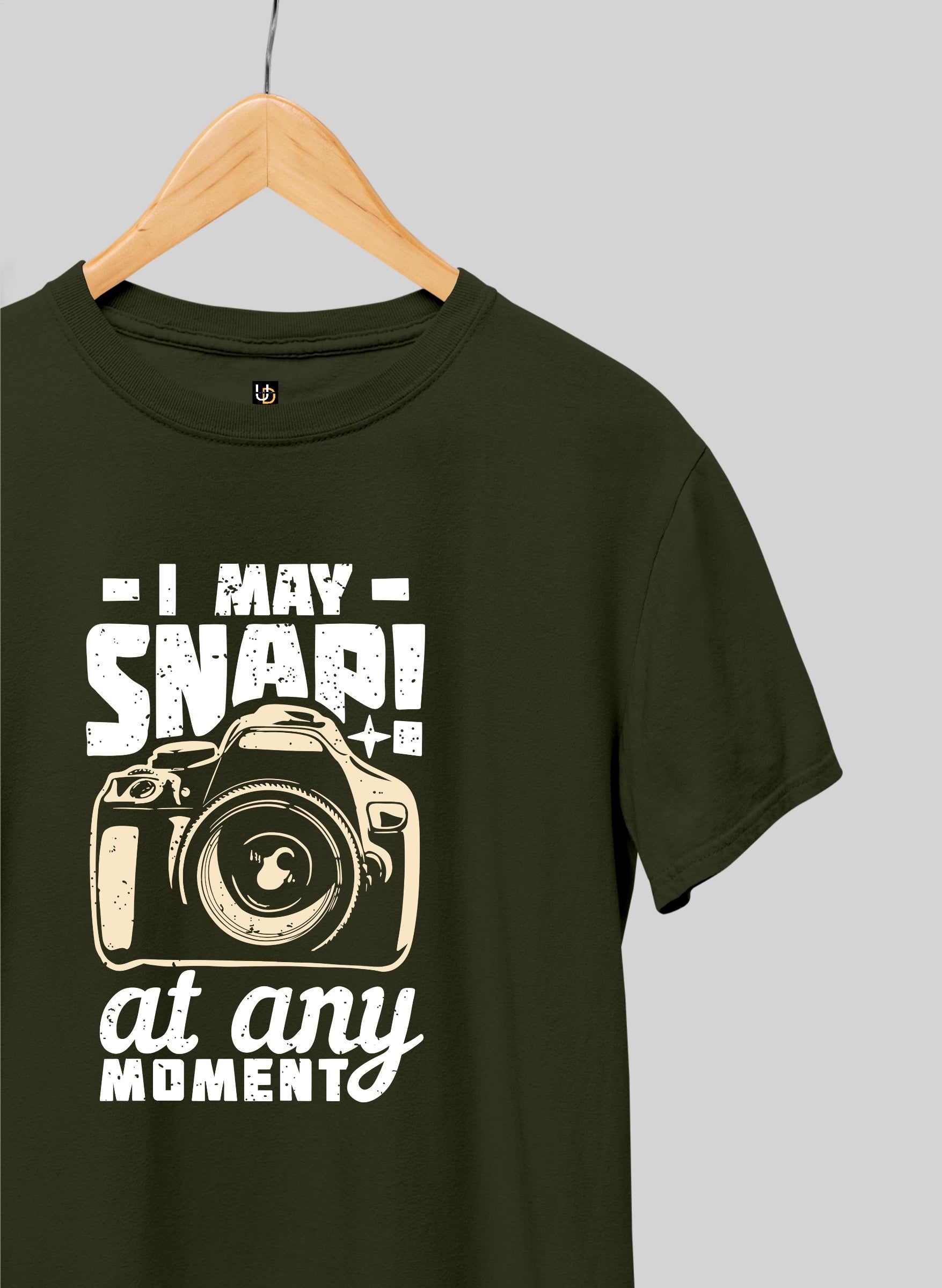 Snap any Moment Army Green Half Sleeve T-Shirt