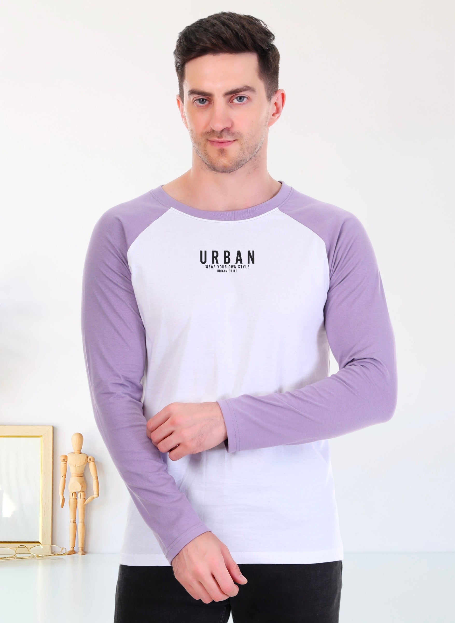 Lavender-White Full Sleeve T-Shirt