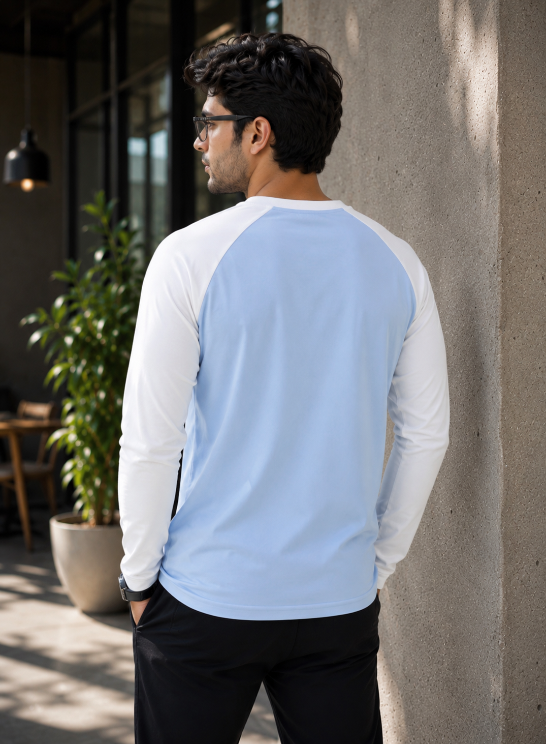 White-Sky Blue Full Sleeve T-Shirt