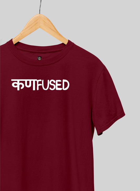 Confused Red Half Sleeve T-Shirt