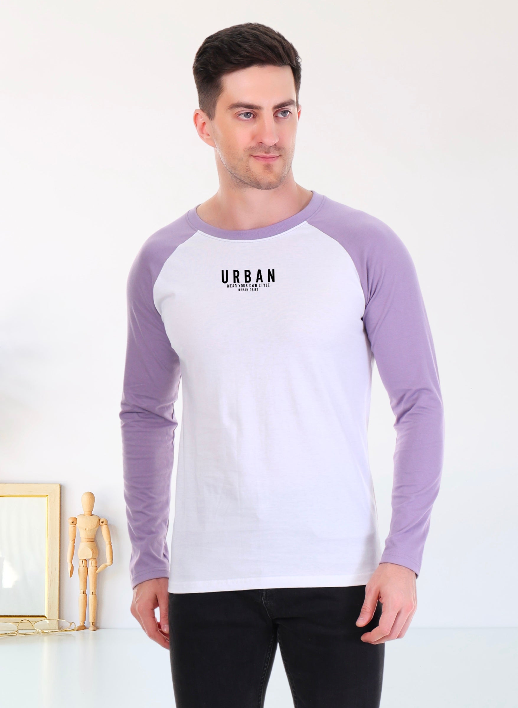 Lavender-White Full Sleeve T-Shirt