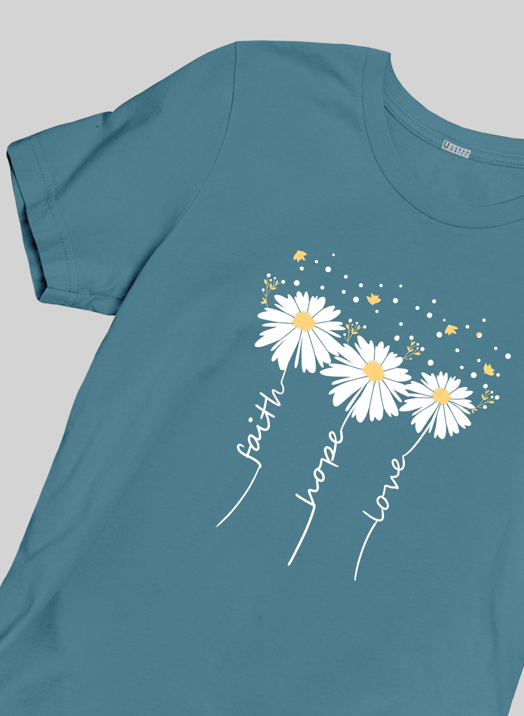 Faith, Hope, Love Aqua Blue Half Sleeve T-Shirt