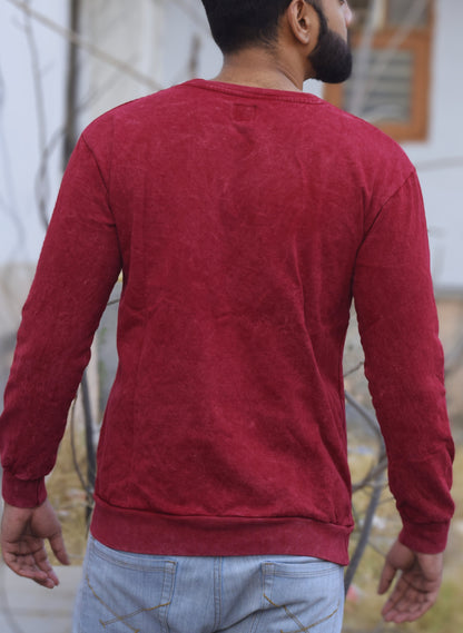 Strength Red Optical Pattern Winter Sweatshirt