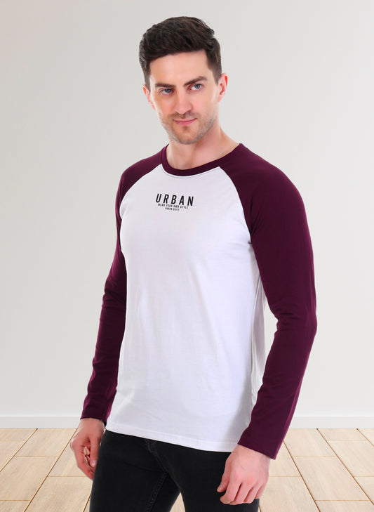 Wine-White Full Sleeve T-Shirt