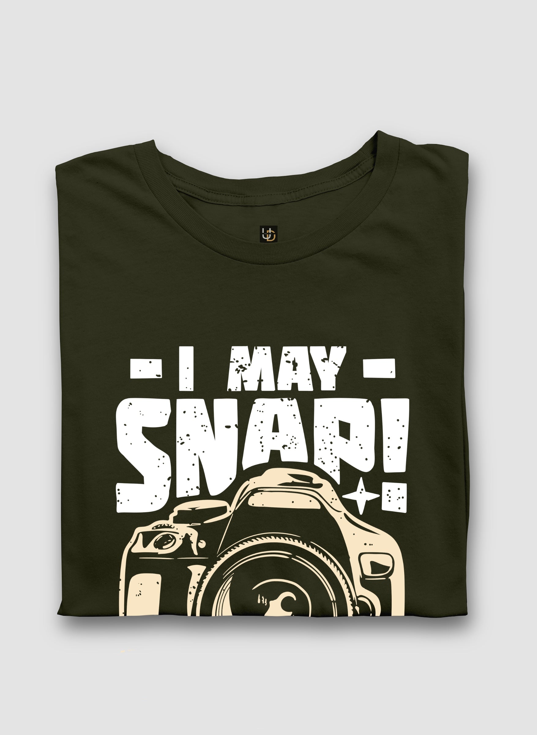 Snap any Moment Army Green Half Sleeve T-Shirt