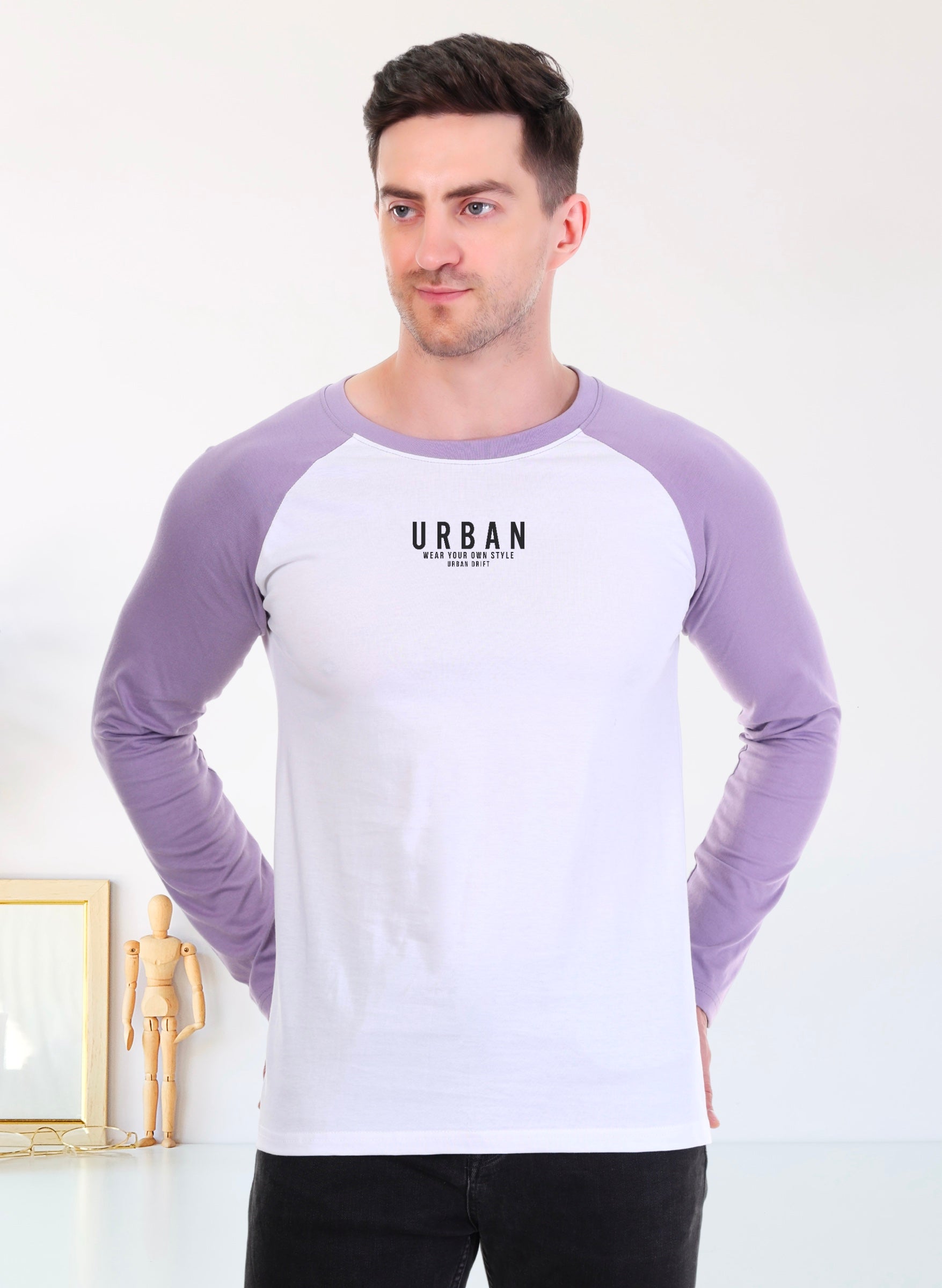 Lavender-White Full Sleeve T-Shirt