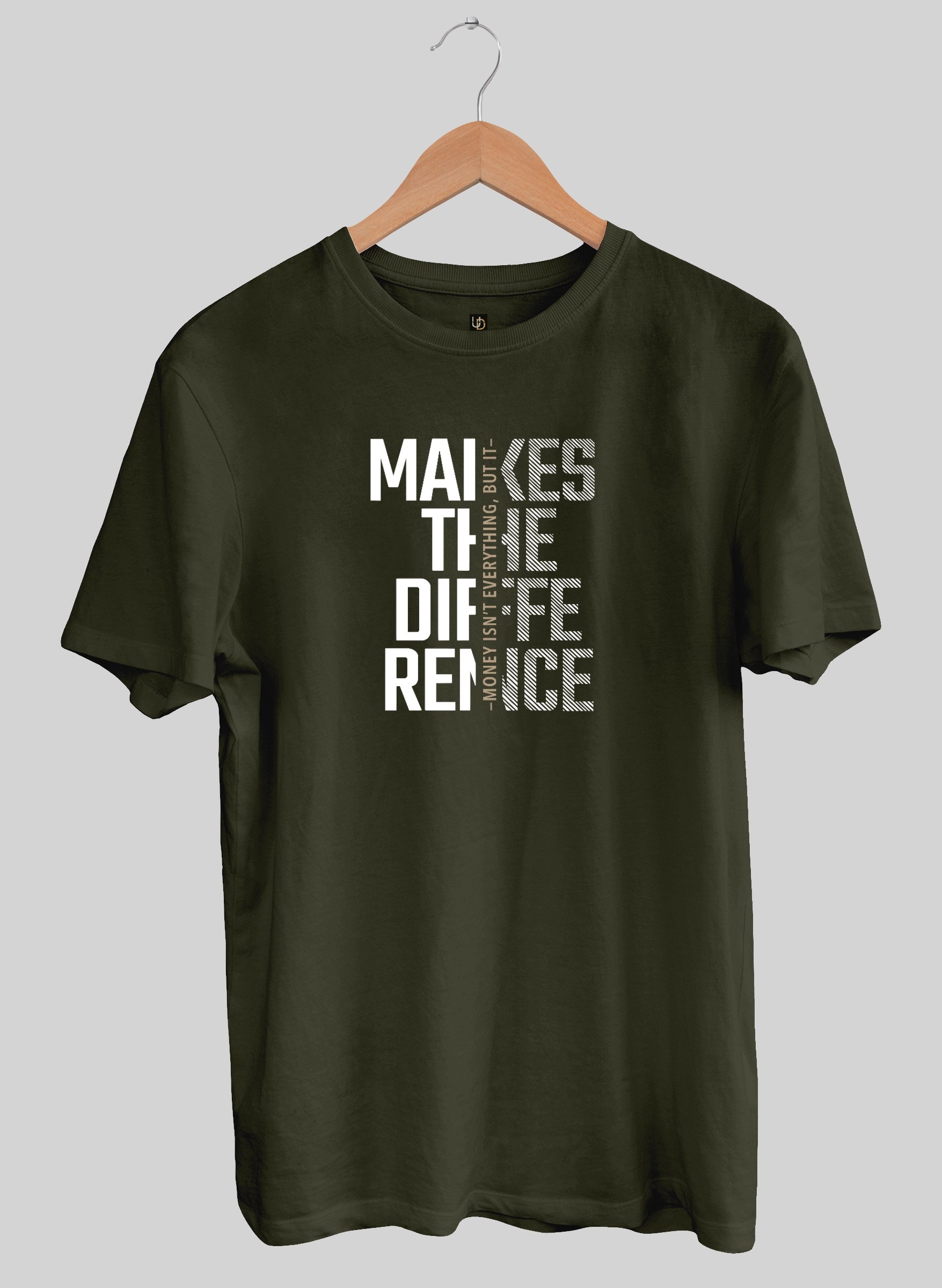 Money Army Green Half Sleeve T-Shirt