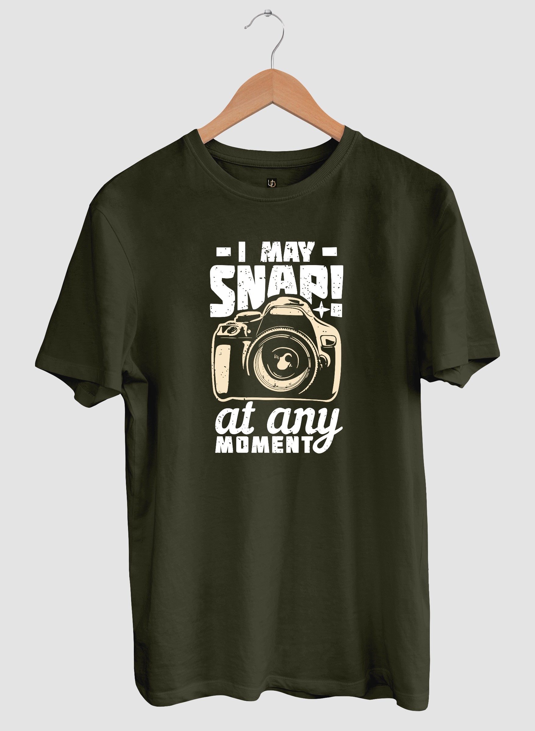 Snap any Moment Army Green Half Sleeve T-Shirt