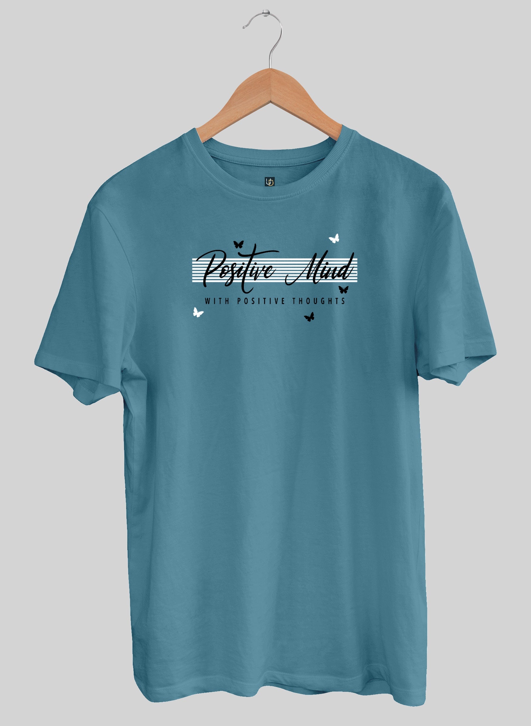 Positive Mind Aqua Blue Half Sleeve T-Shirt