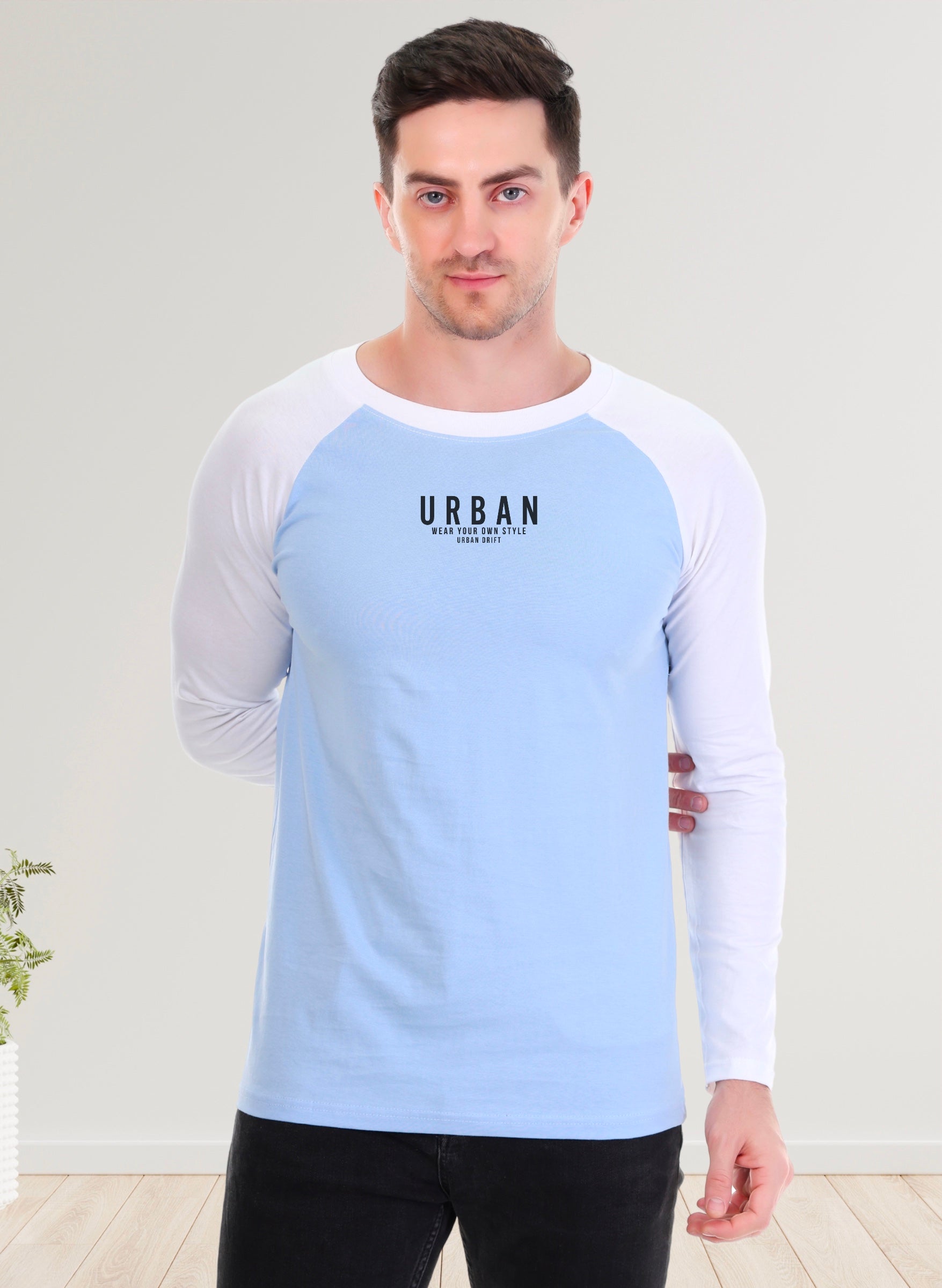 White-Sky Blue Full Sleeve T-Shirt