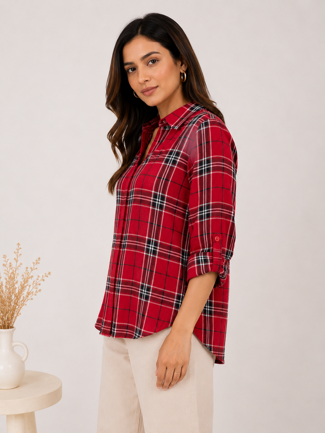 Cherry Check Shirt Top