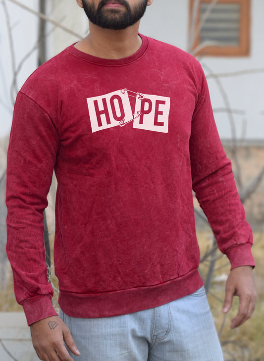 Hope Red Optical Pattern Winter Sweatshirt