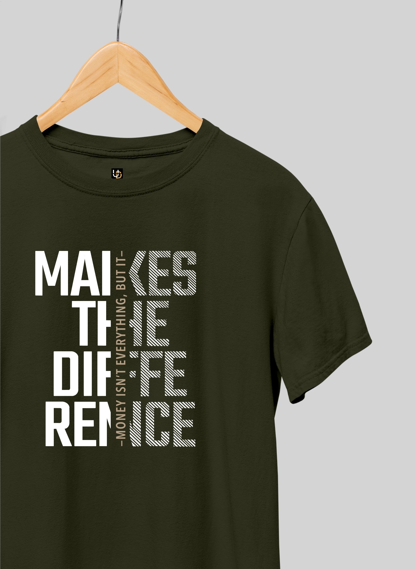 Money Army Green Half Sleeve T-Shirt