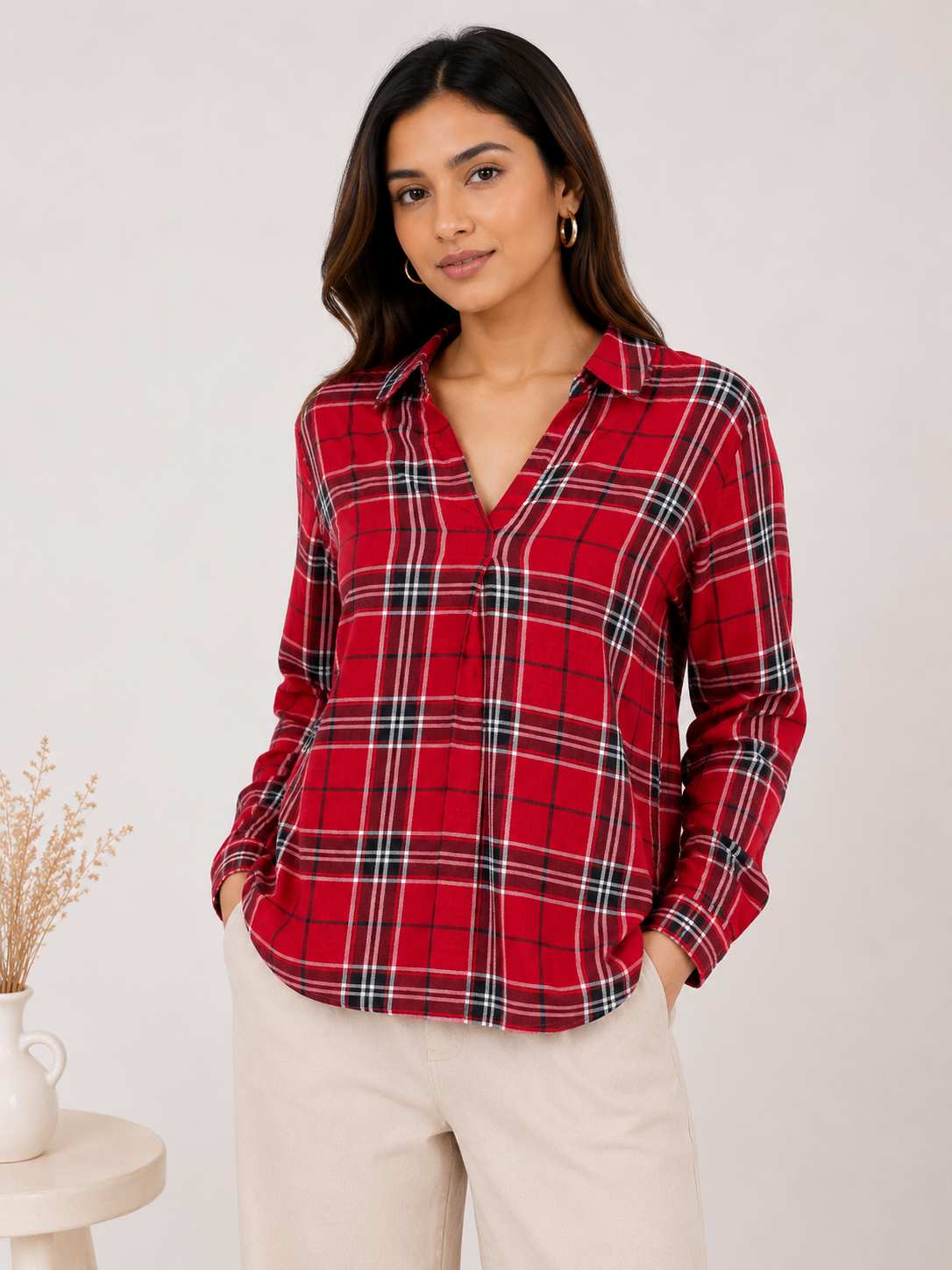Cherry Check Shirt Top