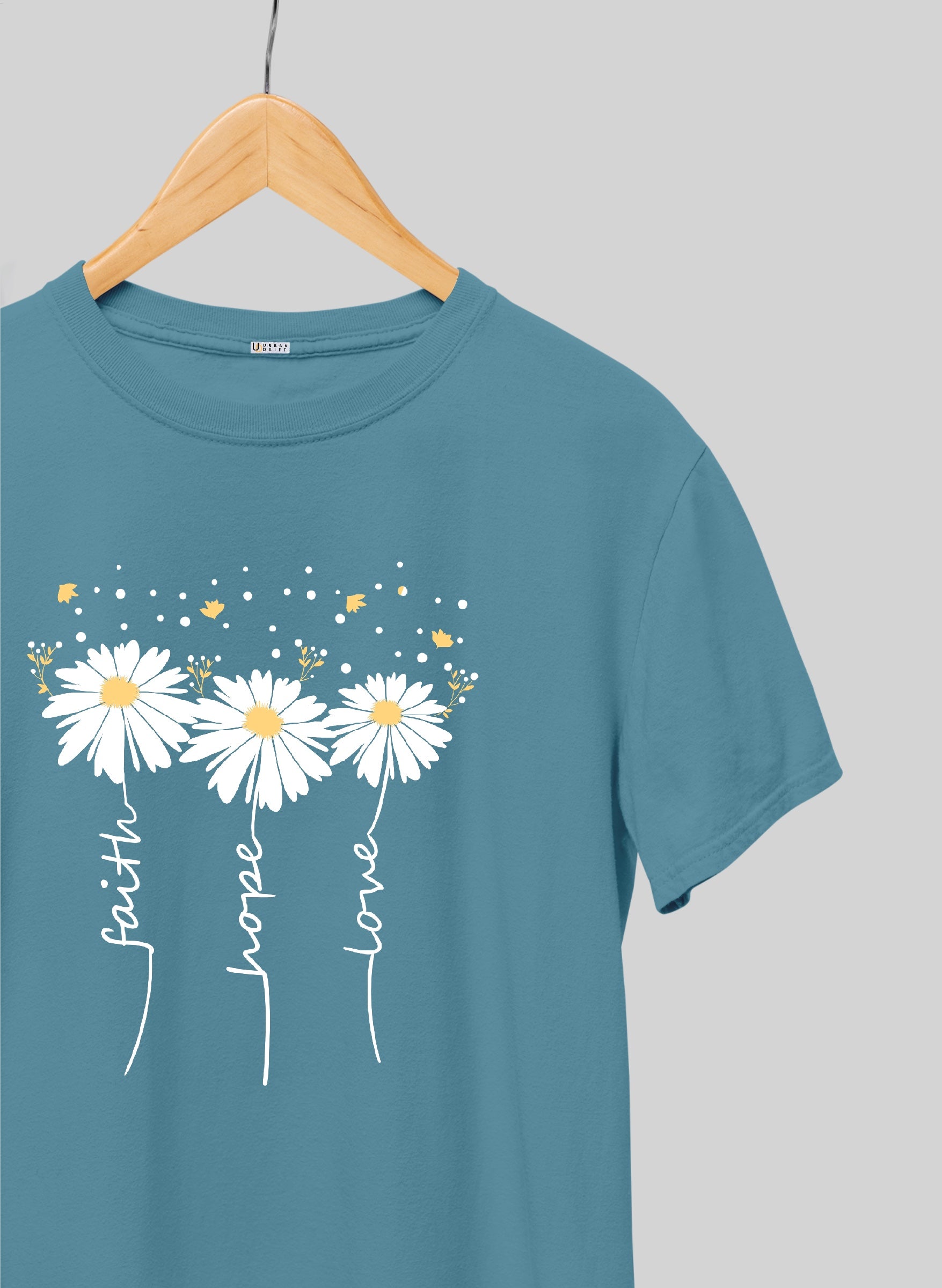 Faith, Hope, Love Aqua Blue Half Sleeve T-Shirt