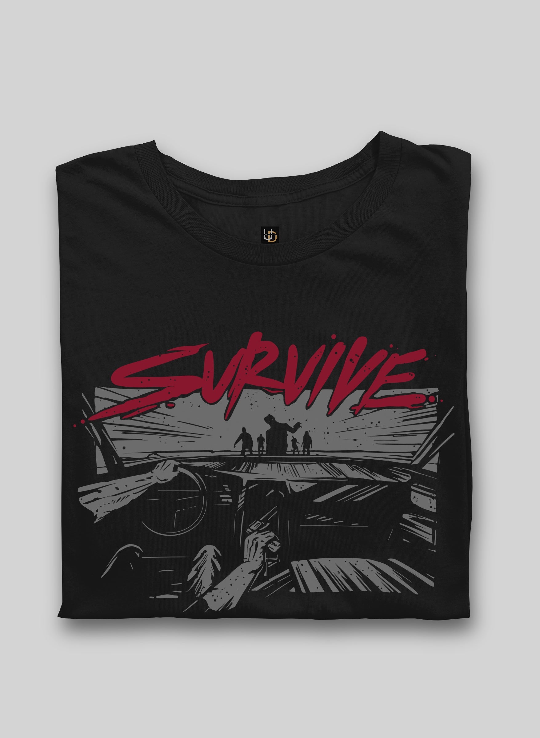 SURVIVE Black Half Sleeve T-Shirt