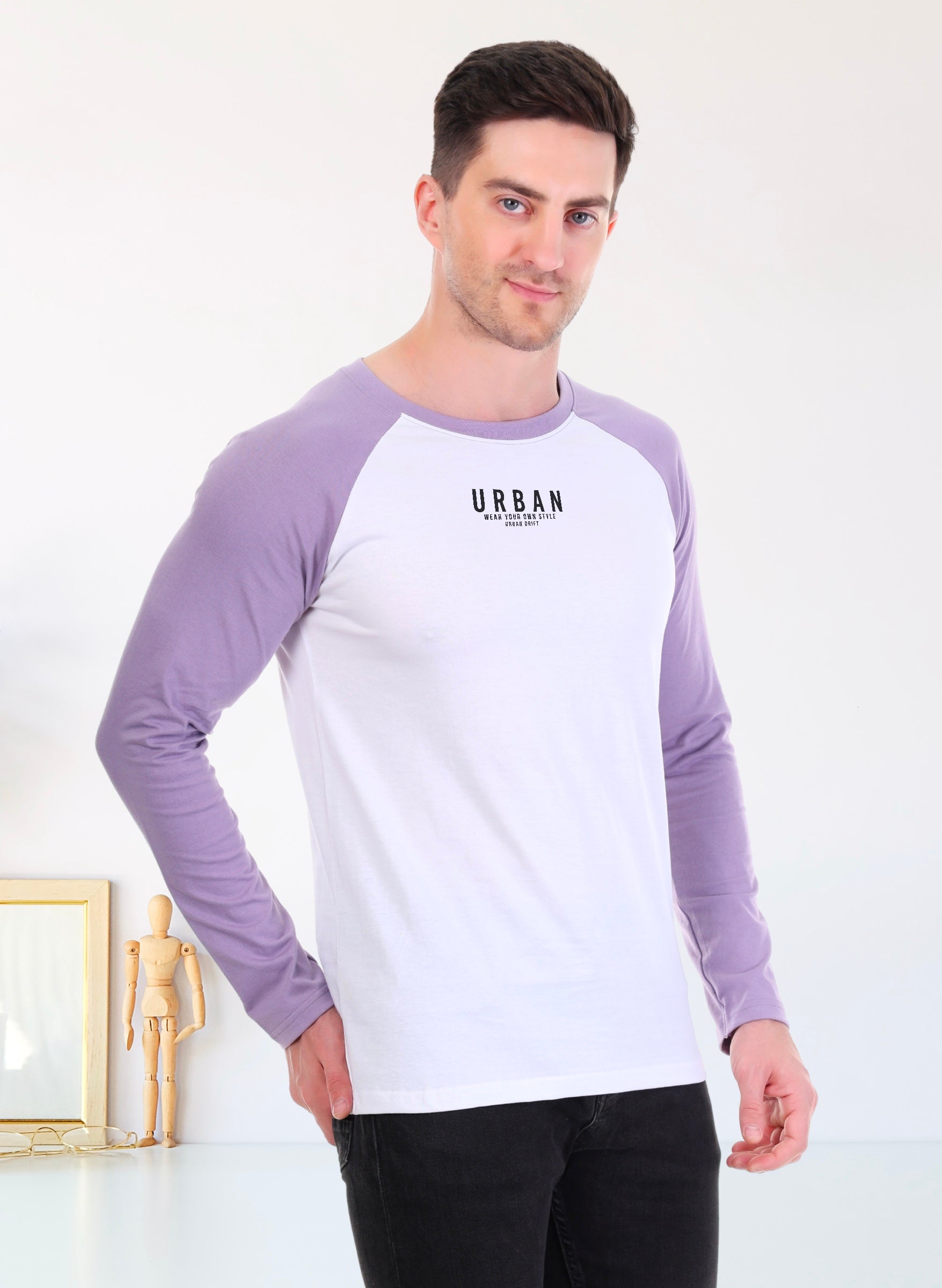 Lavender-White Full Sleeve T-Shirt
