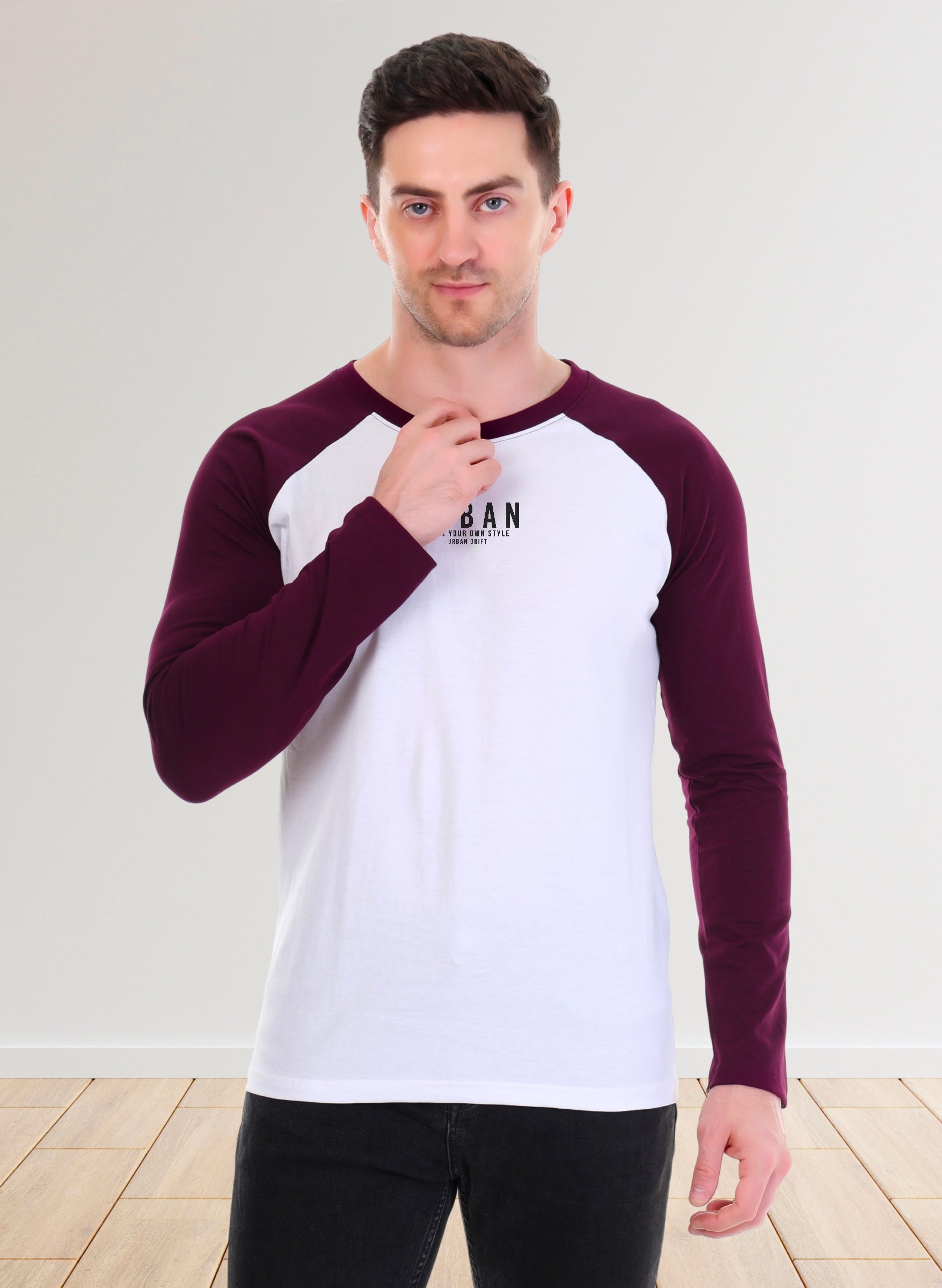 Wine-White Full Sleeve T-Shirt