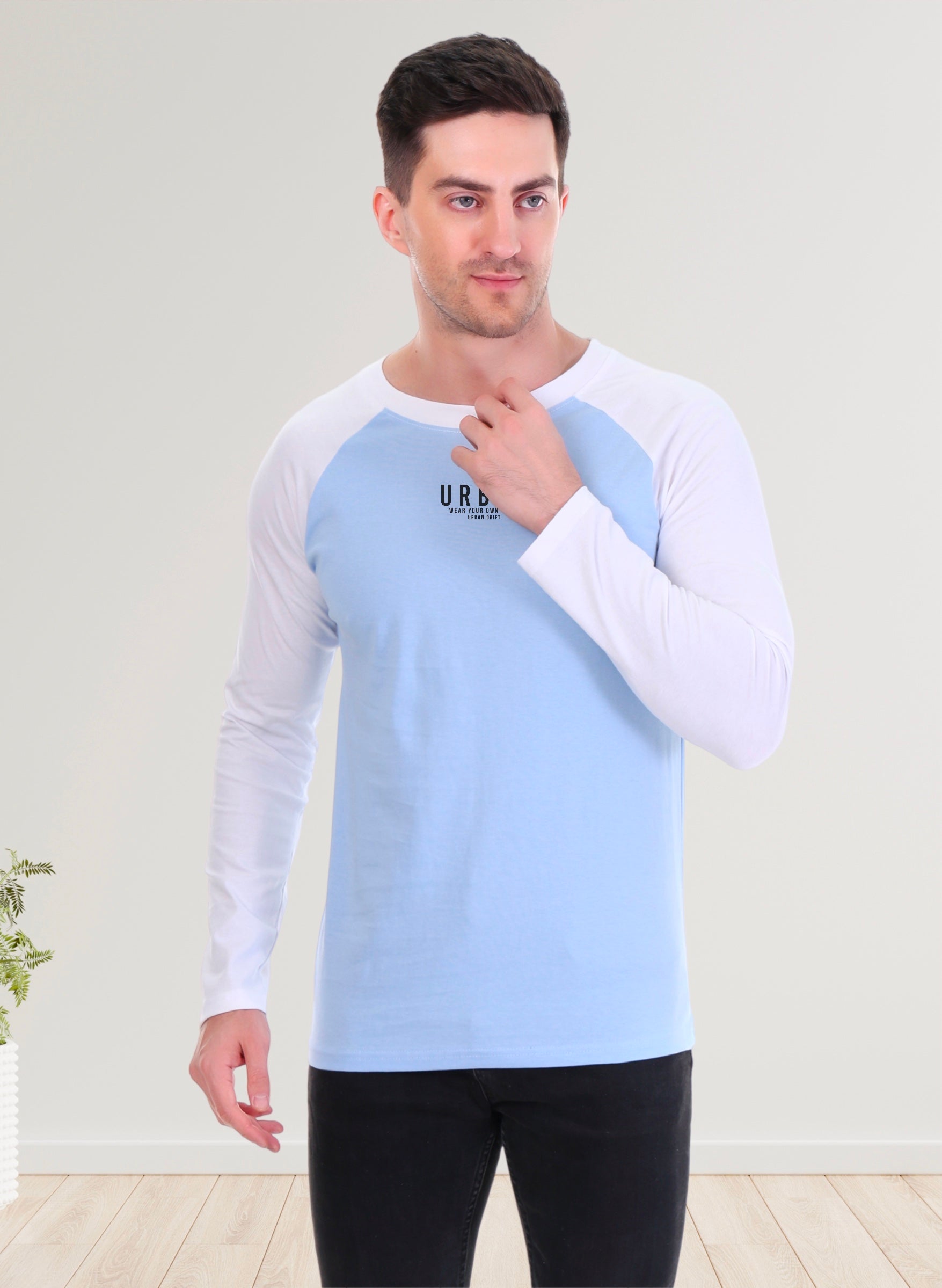 White-Sky Blue Full Sleeve T-Shirt