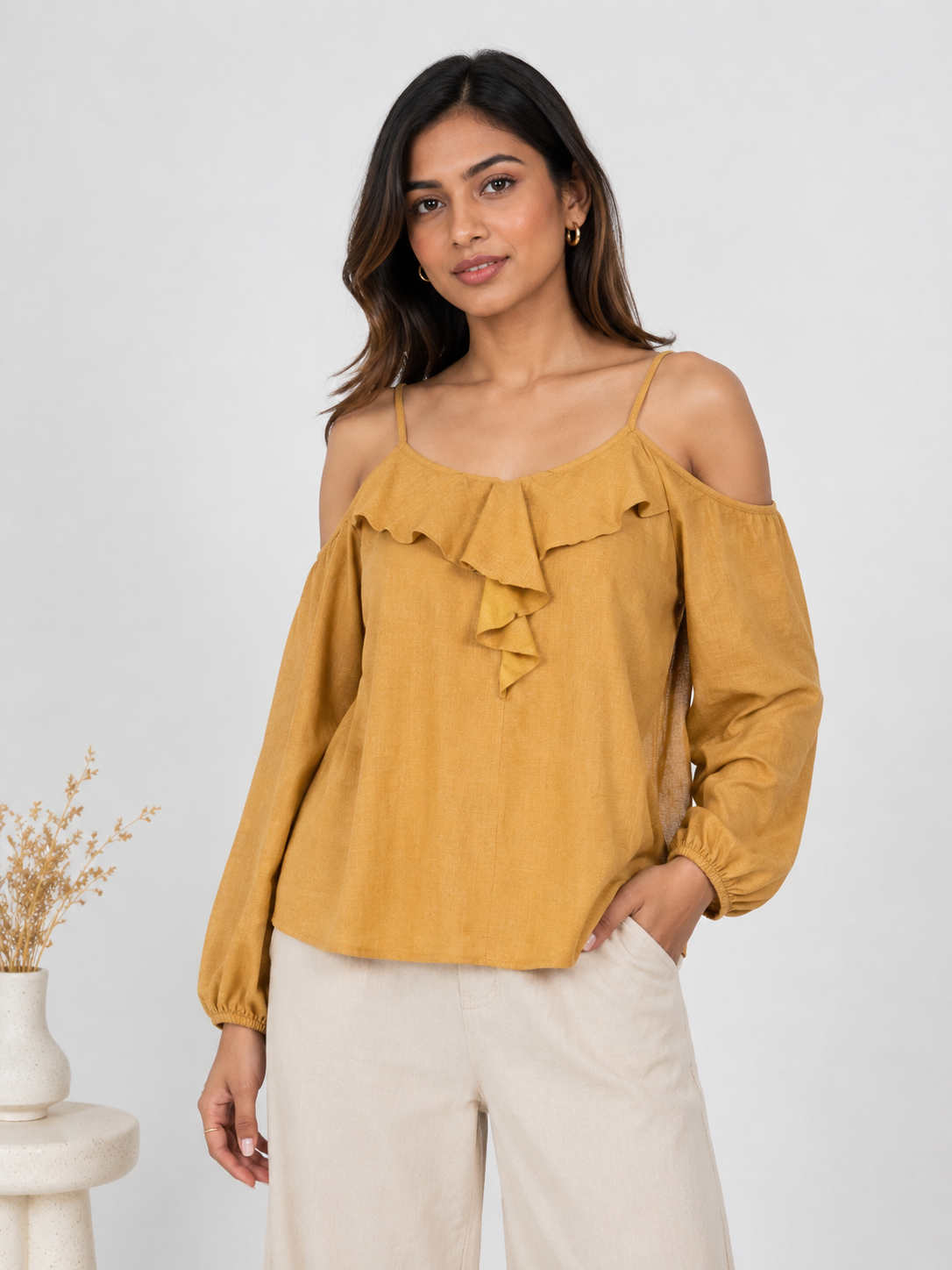 Golden Frill Top