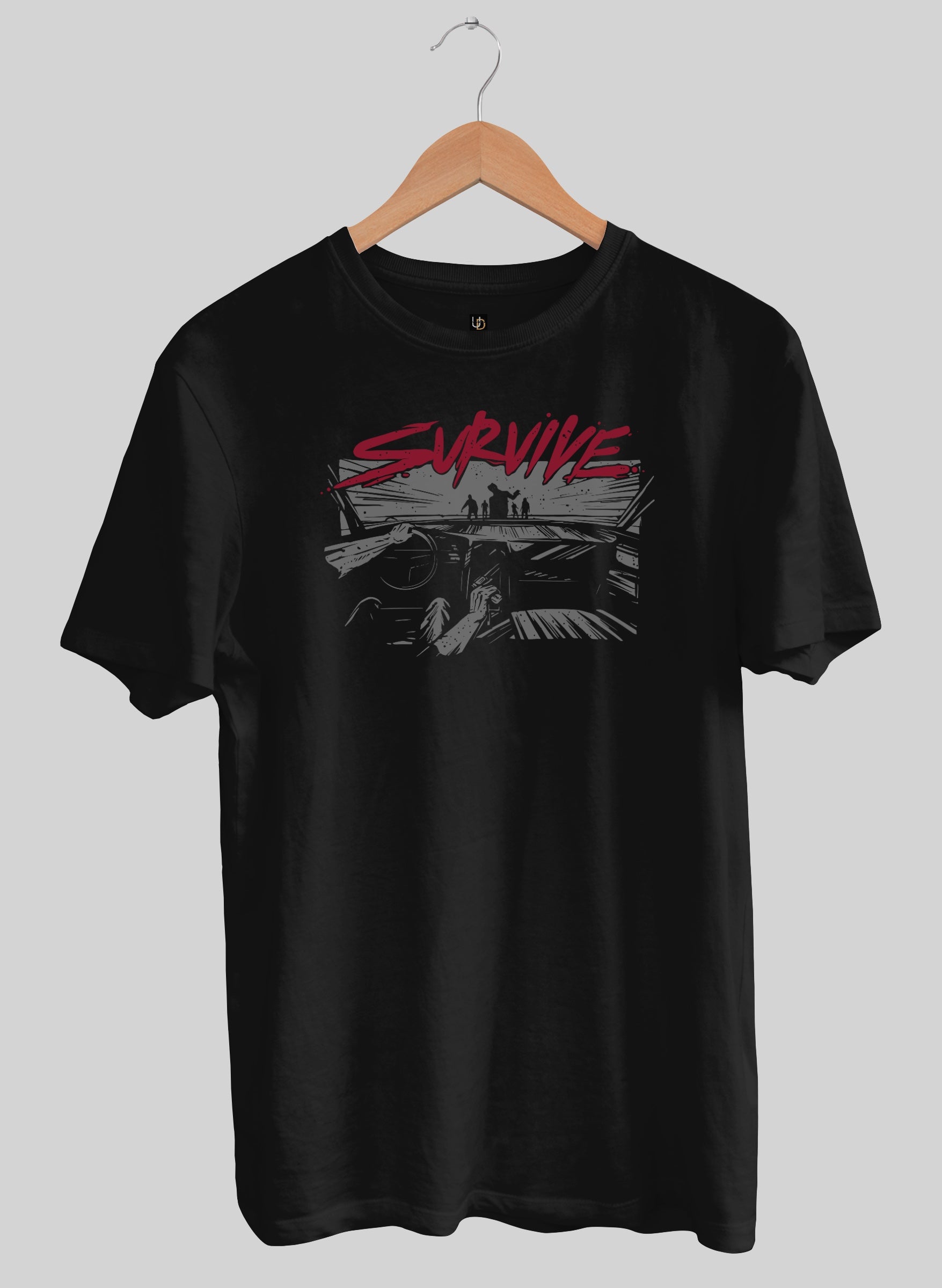SURVIVE Black Half Sleeve T-Shirt