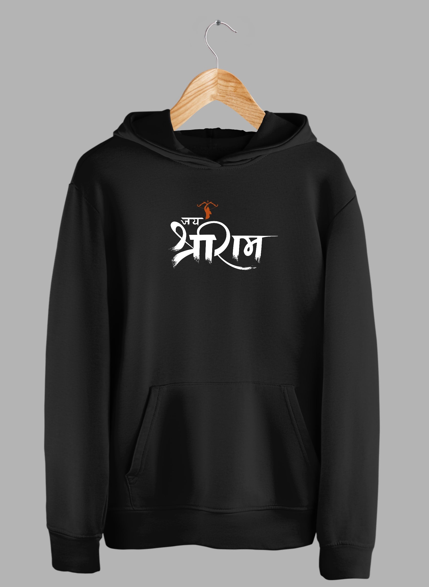 Jai Shree Ram Black Winter Hoodie
