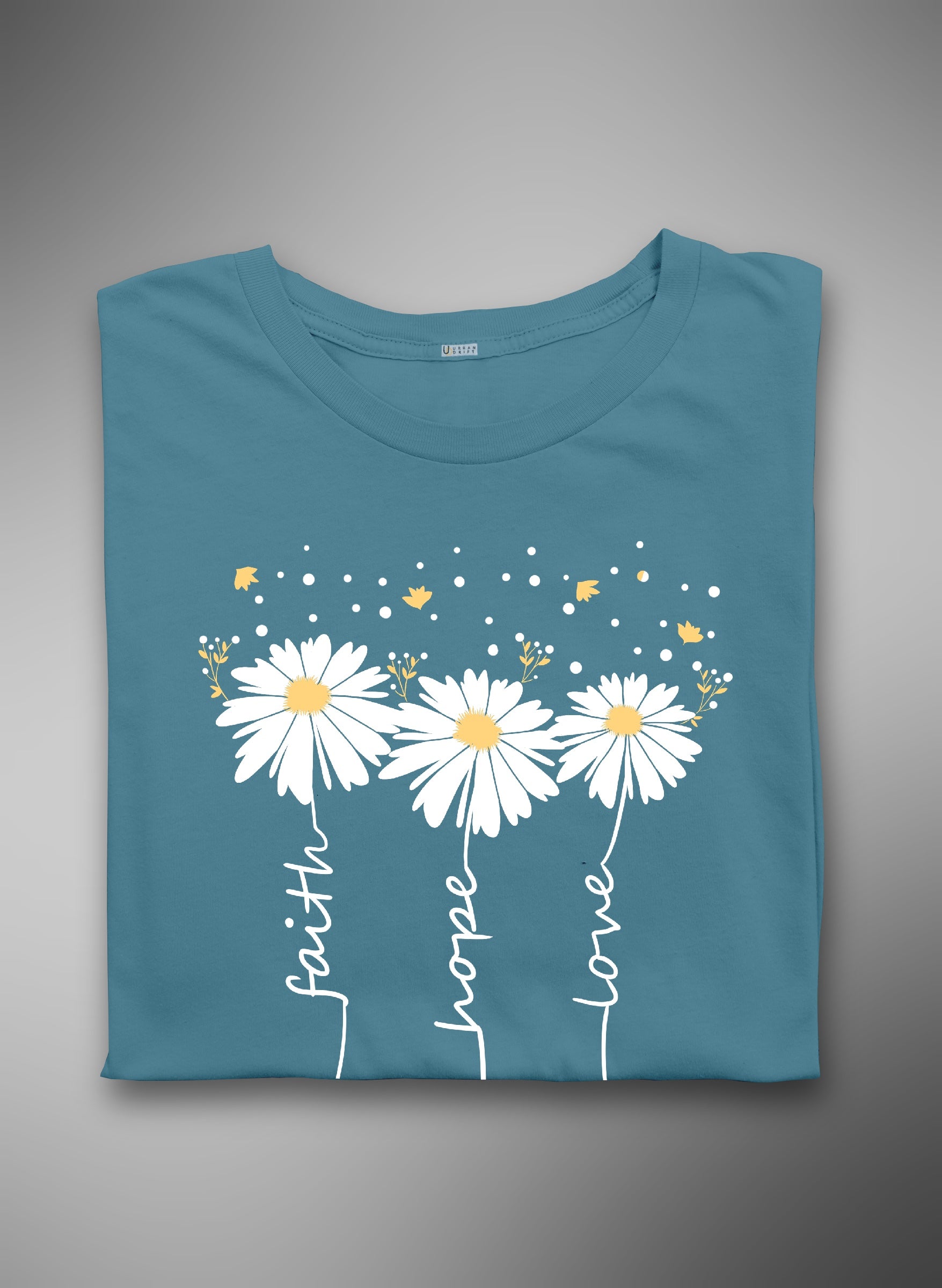 Faith, Hope, Love Aqua Blue Half Sleeve T-Shirt