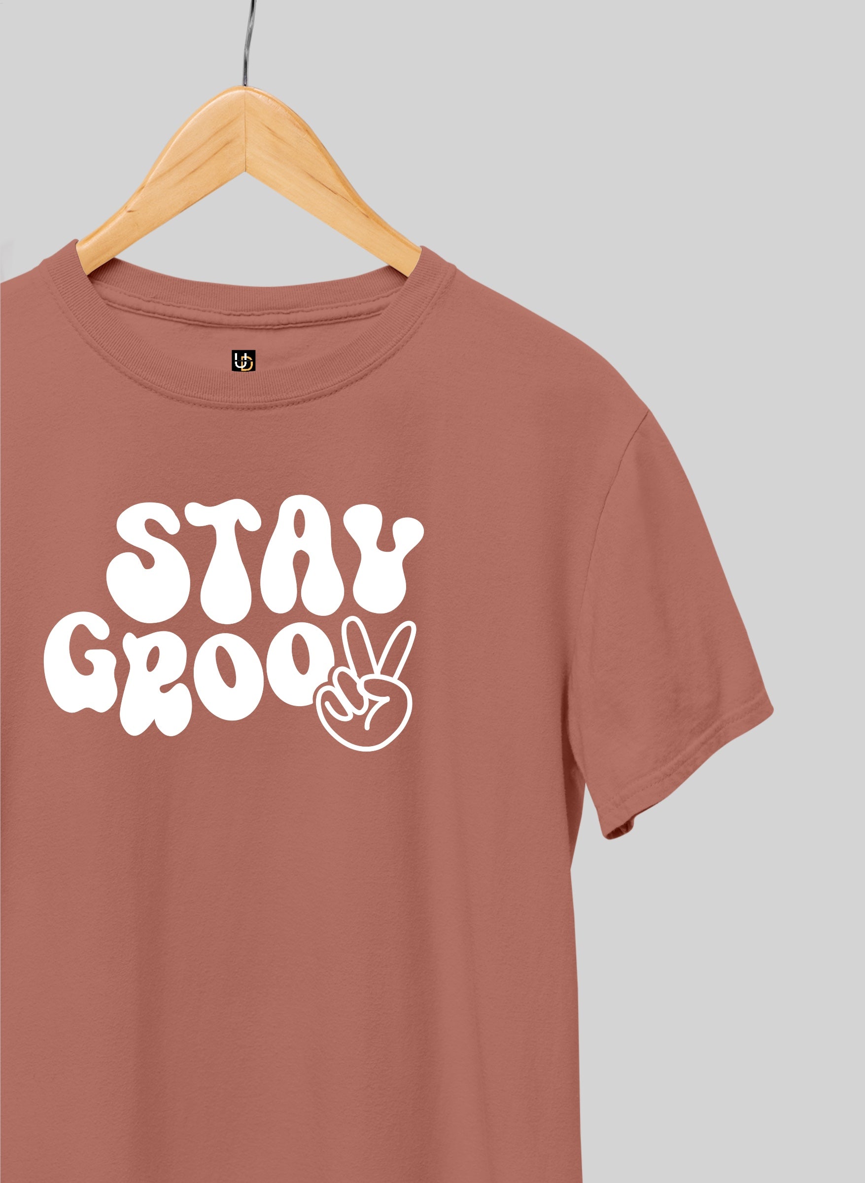 Stay Groovy Peach Half Sleeve T-Shirt