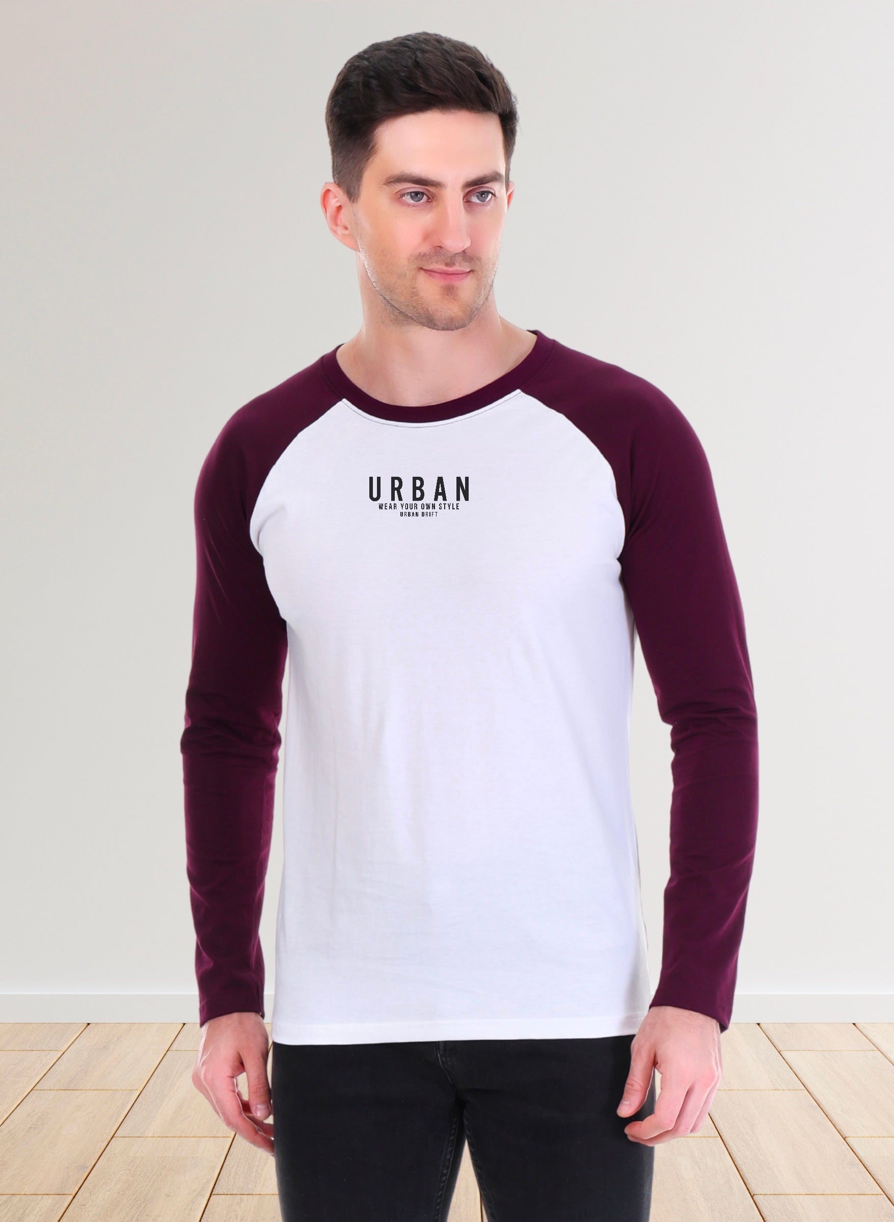 Wine-White Full Sleeve T-Shirt