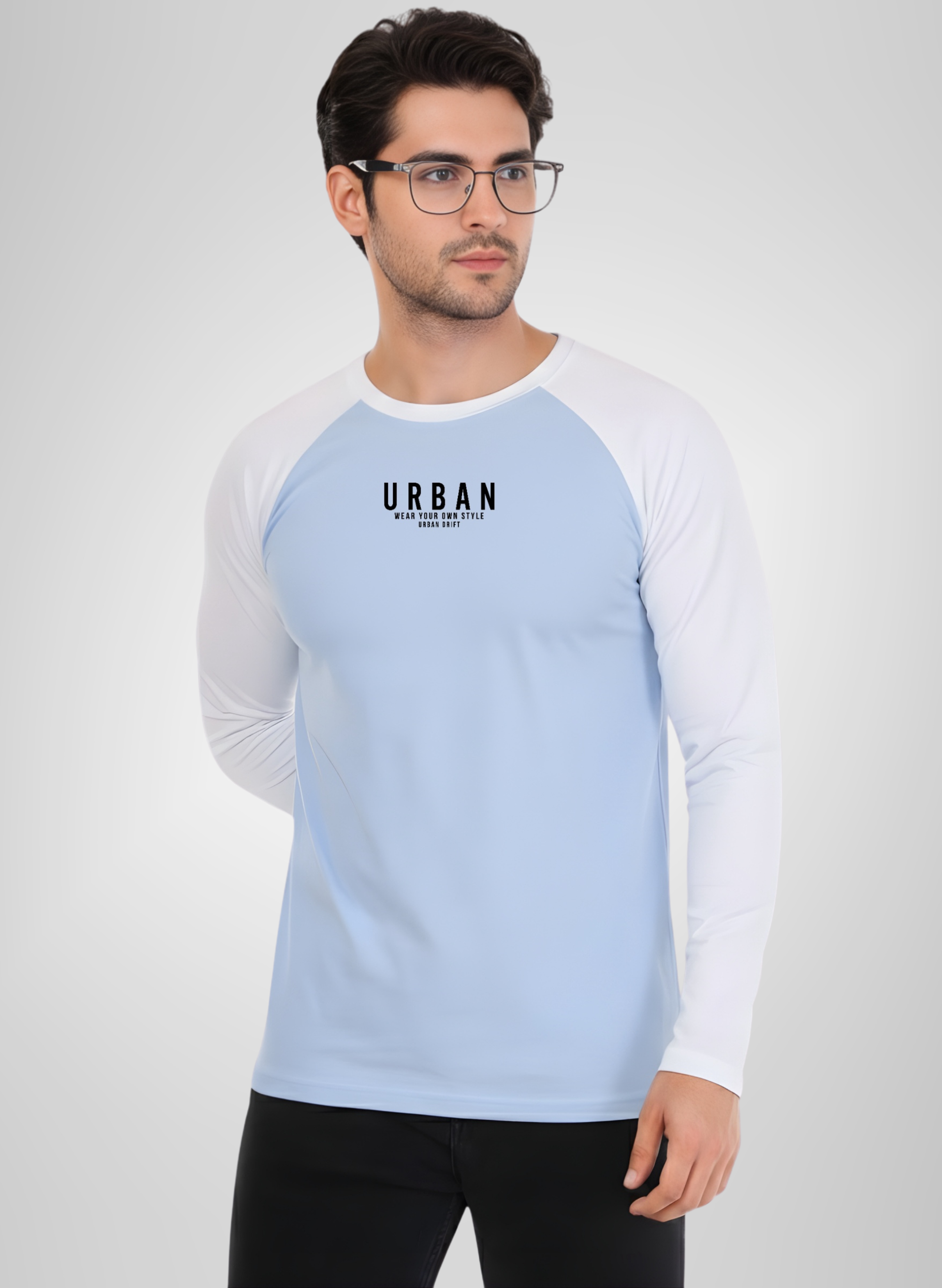 White-Sky Blue Full Sleeve T-Shirt