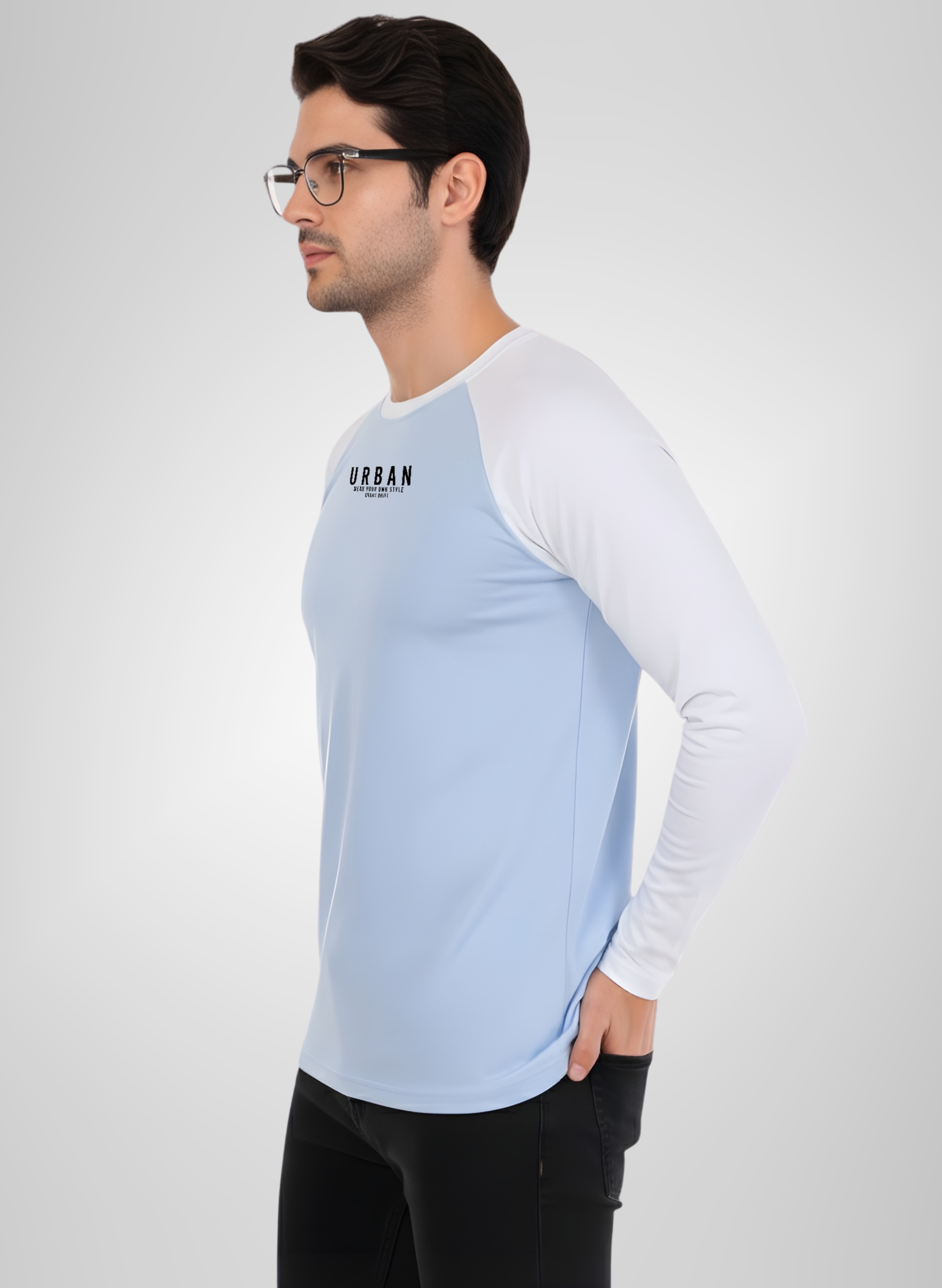 White-Sky Blue Full Sleeve T-Shirt