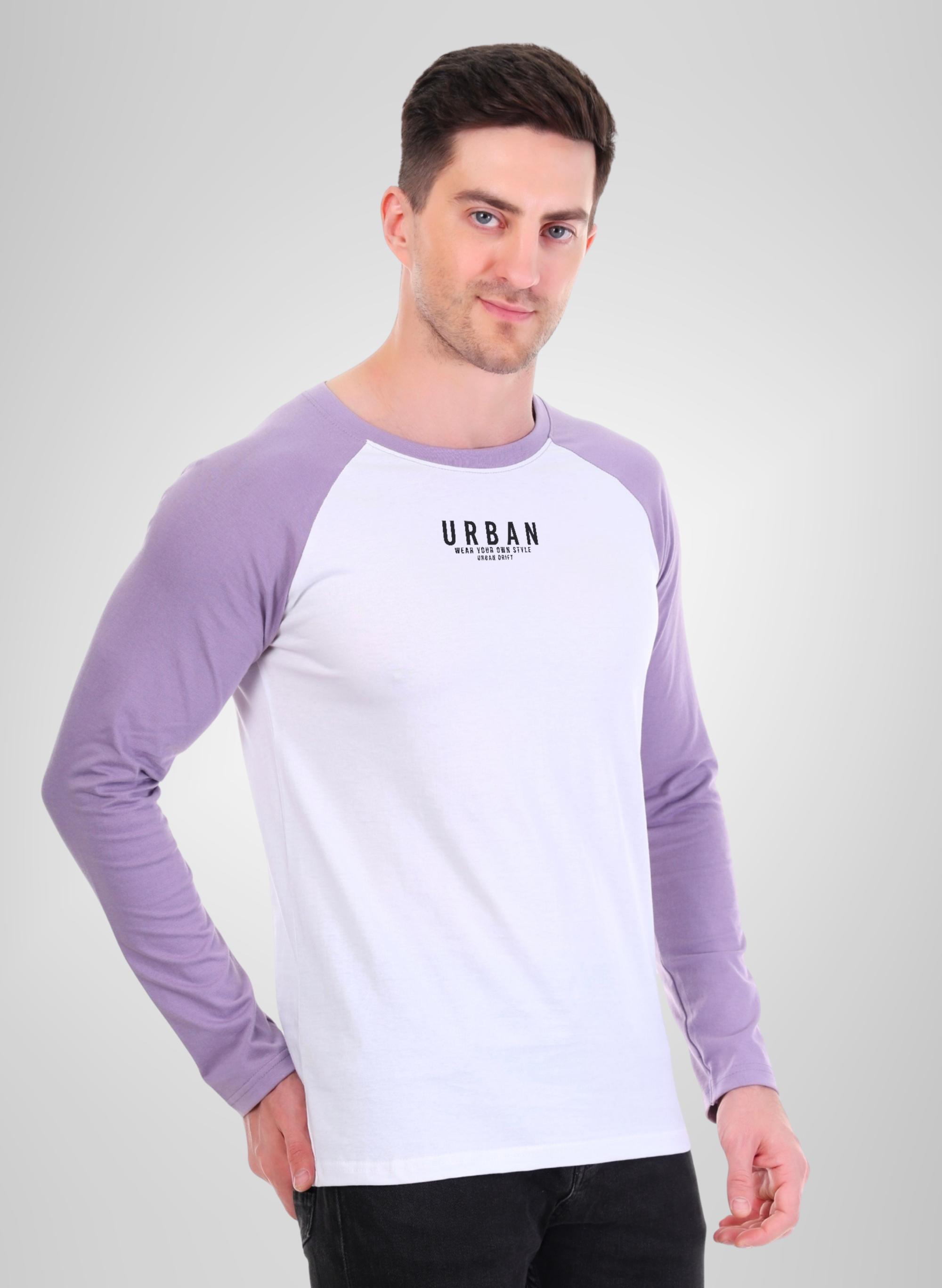 Lavender-White Full Sleeve T-Shirt