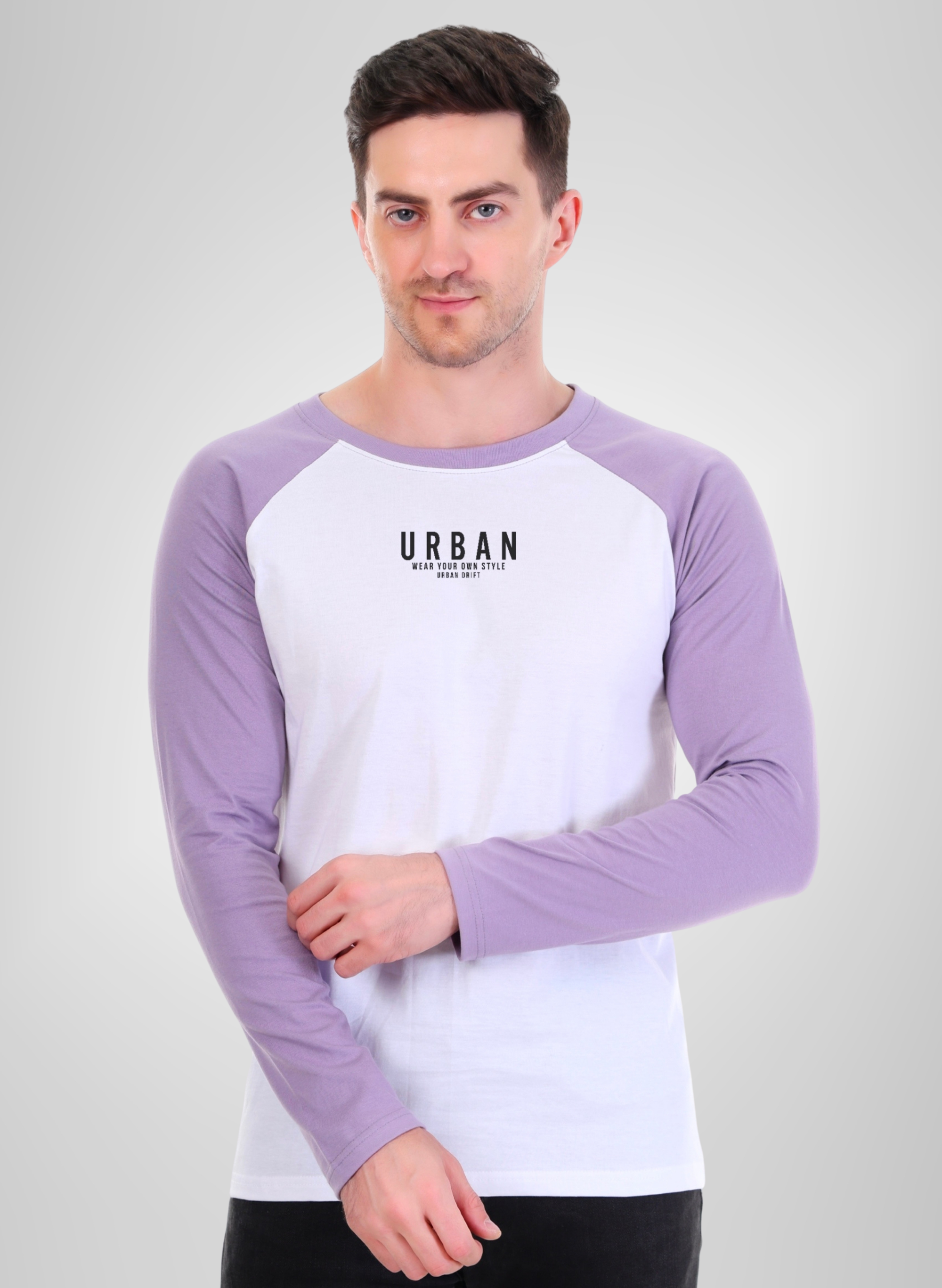 Lavender-White Full Sleeve T-Shirt