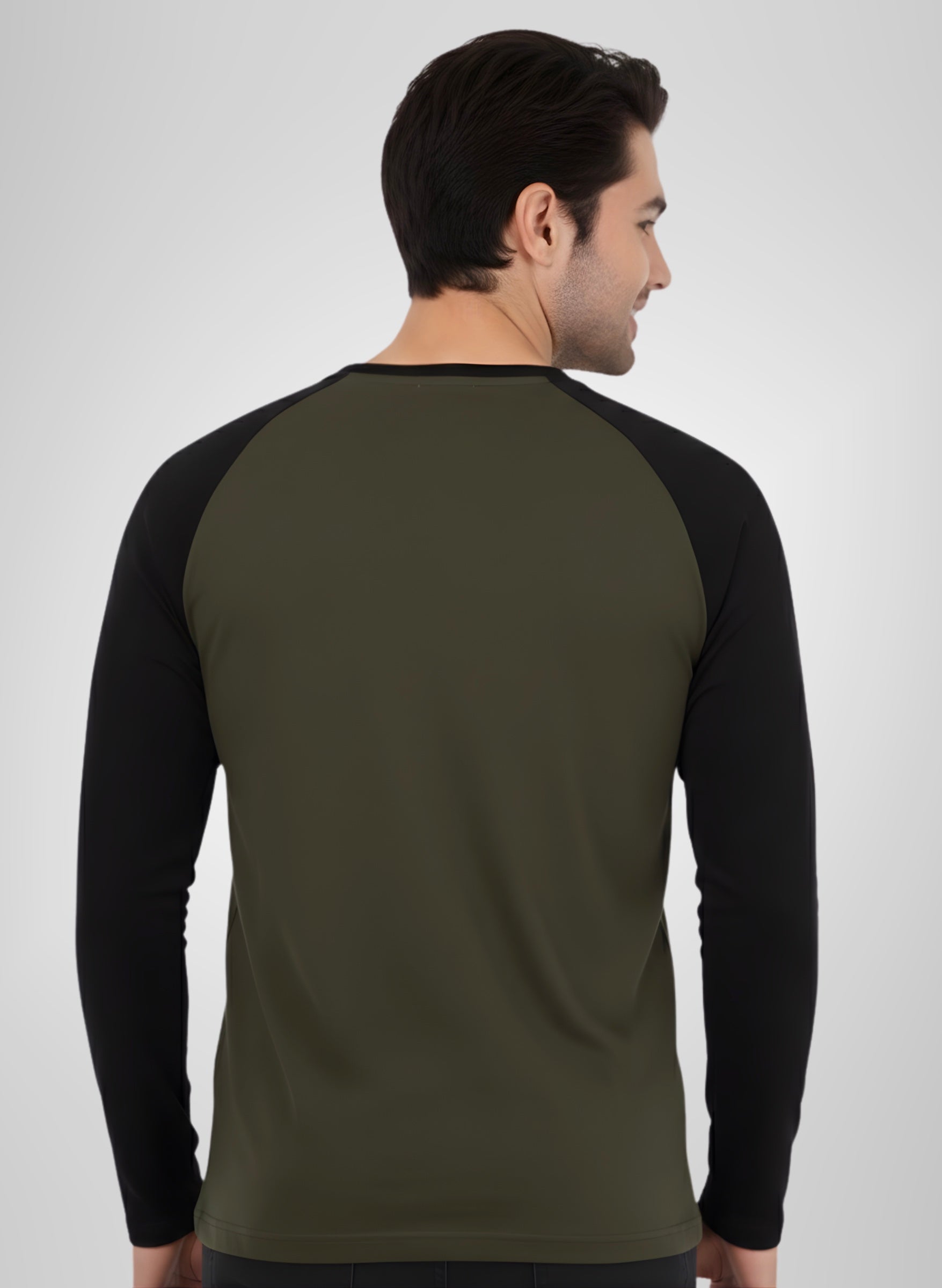 Black-Army Green Full Sleeve T-Shirt