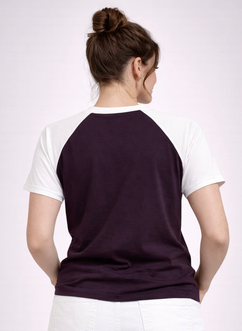 Wine & White Half Sleeve T-Shirt