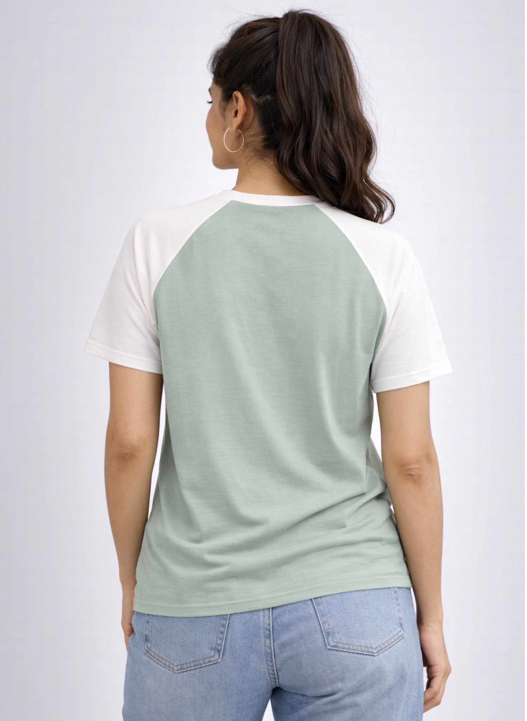 Mint & White Half Sleeve T-Shirt