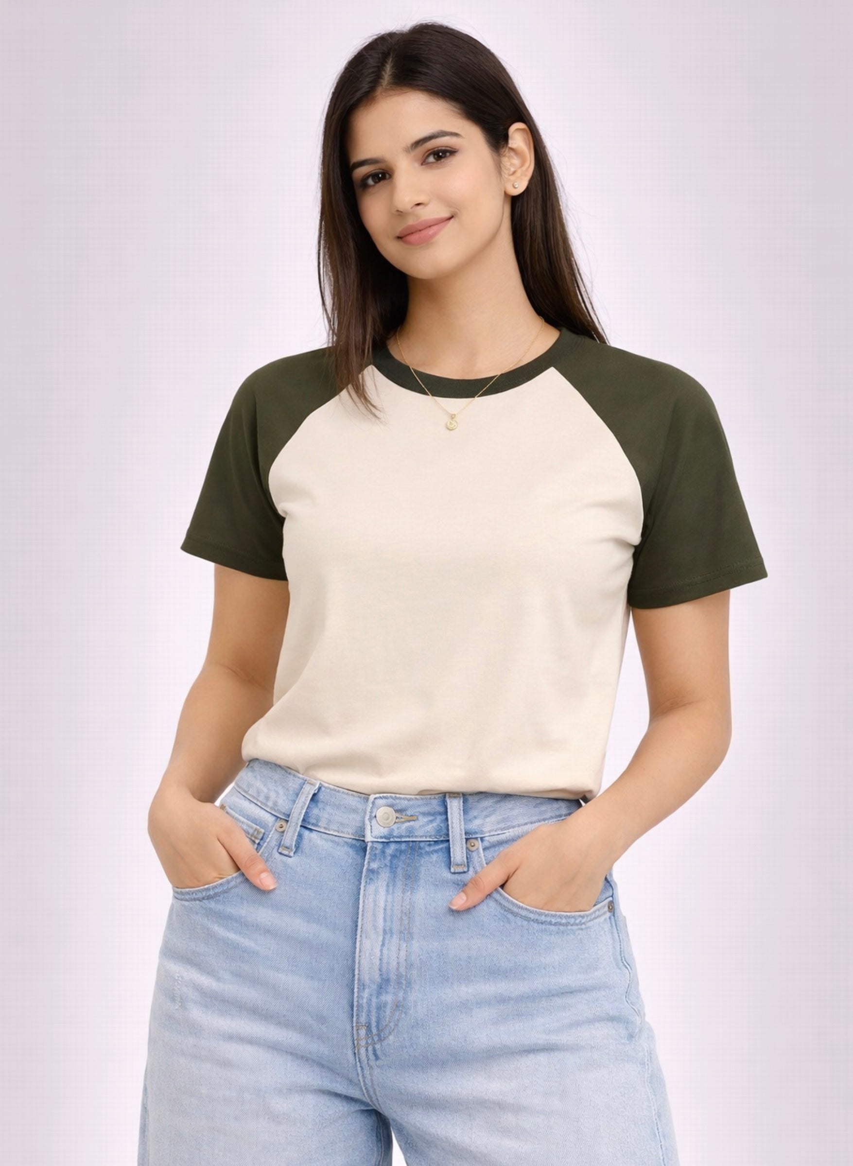 Army Green & Sandal Half Sleeve T-Shirt