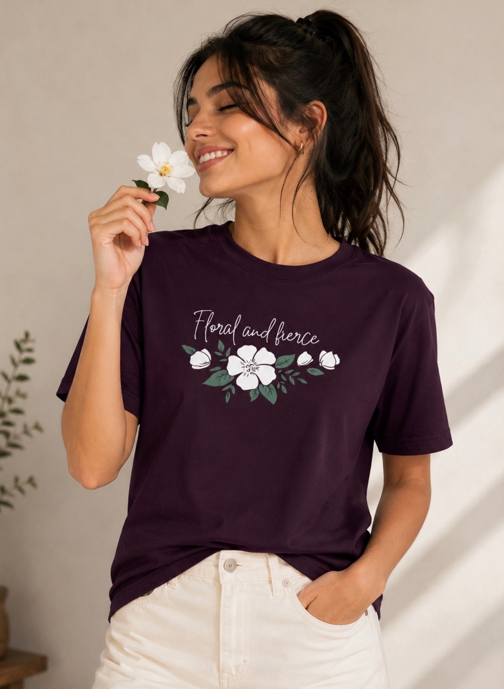 Floral & Fierce Half Sleeve T-Shirt