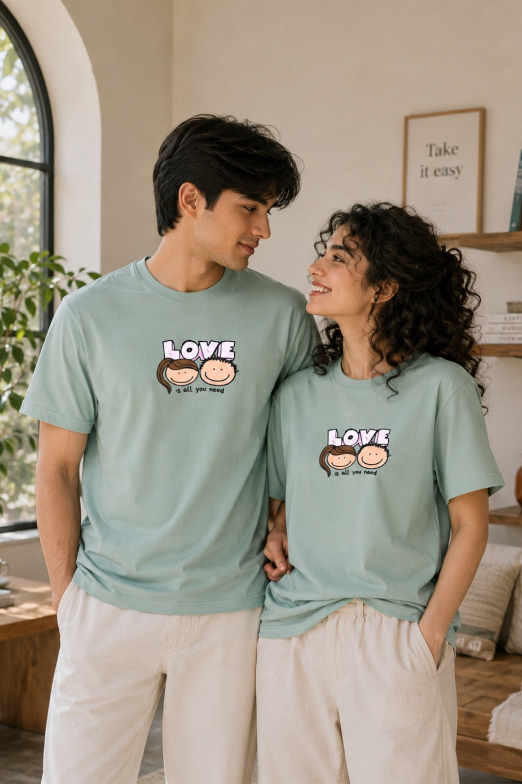 Love Mint Green Couple Tees