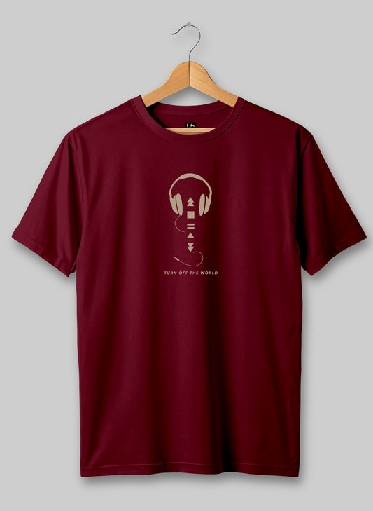 Turn Off the World Red Half Sleeve T-Shirt